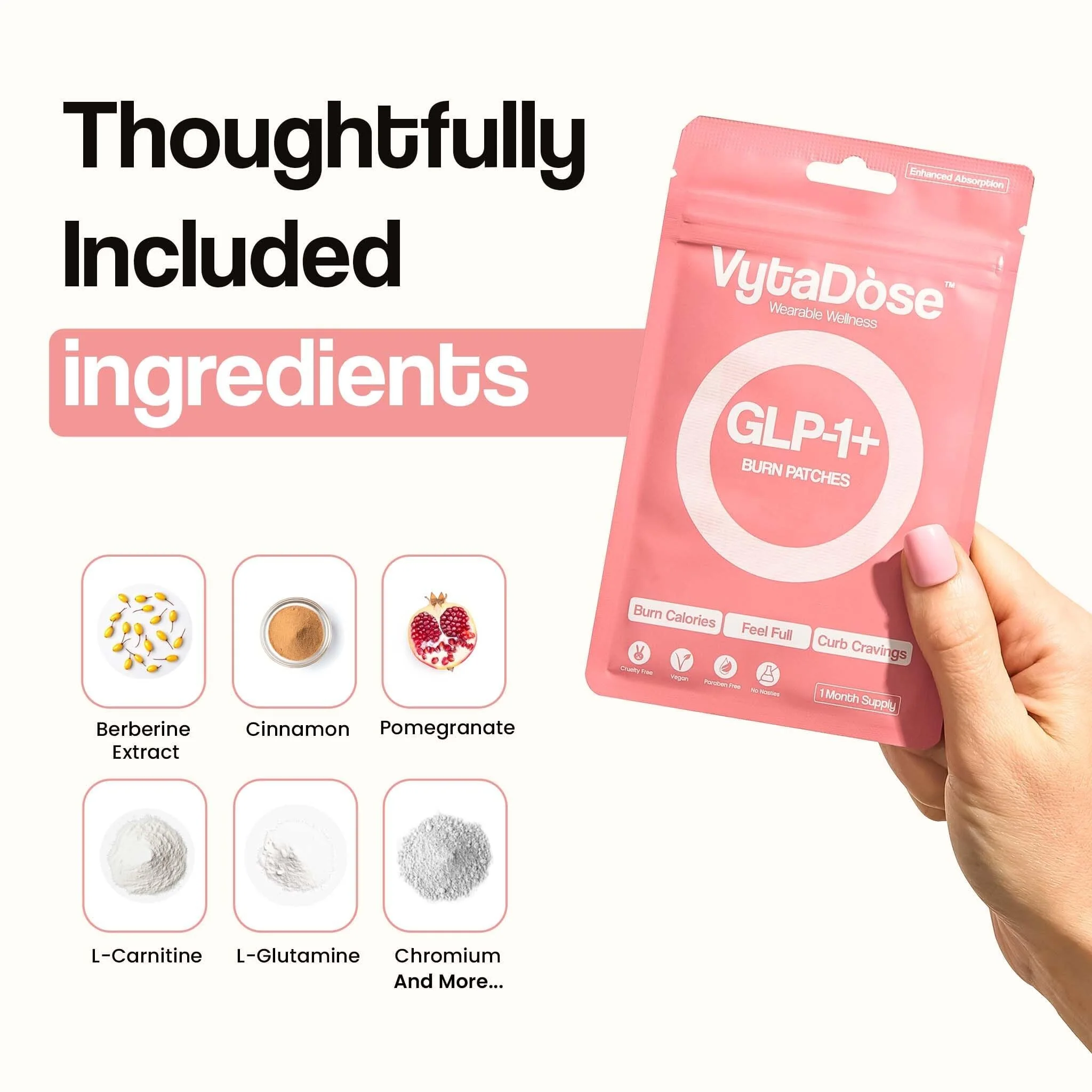 Vytadose GLP1 Patches | 10x Stronger Formula | 12 Hour Extended Hunger Support | Berberine, Pomegranate, Green Tea, L-Glutamine | New & Improved Kind of GLP-1 Patches | 60 Count - Image 12