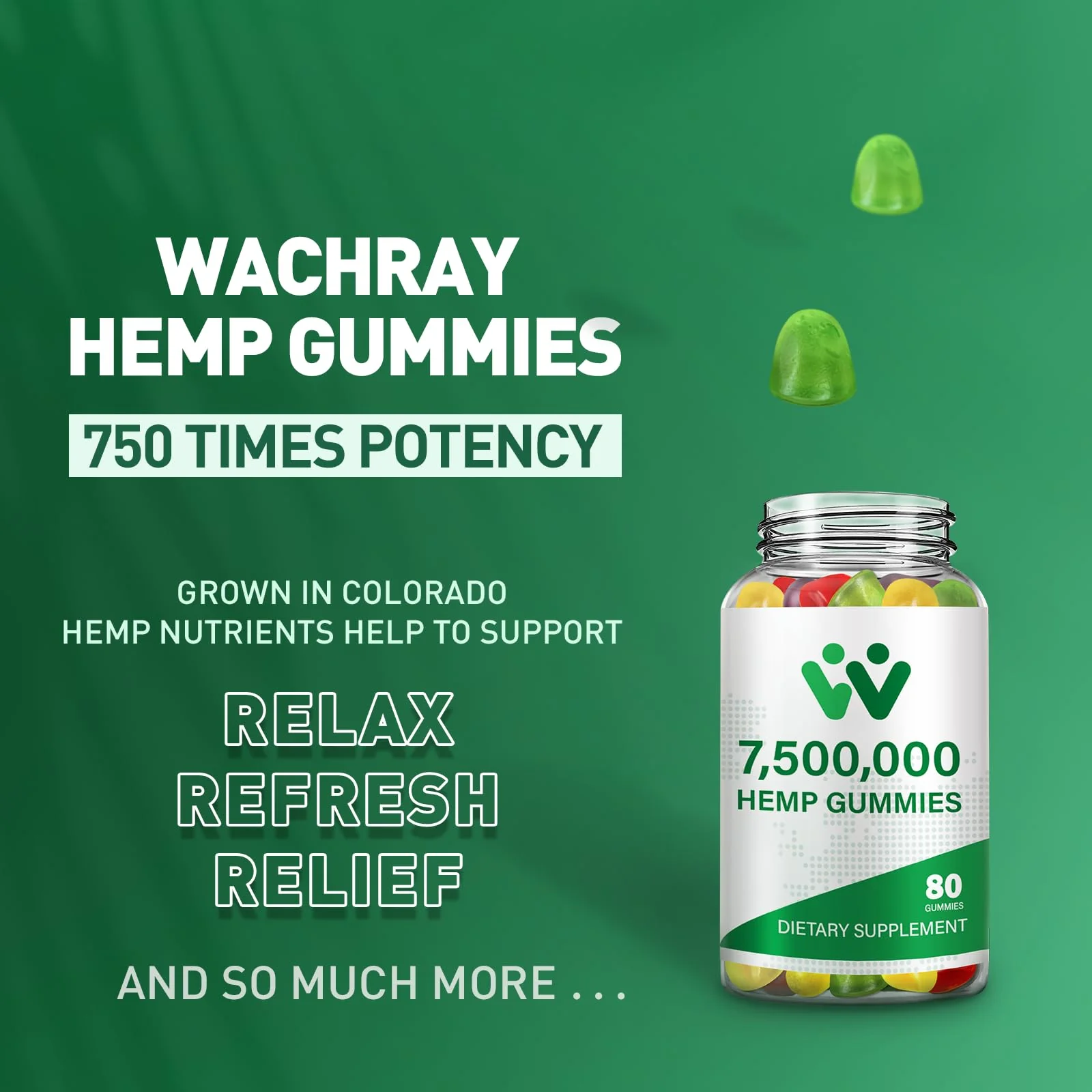WACHRAY Nutrition: 3 Packs Organic Hemp Gummies – 7.5M High Strength Hemp Oil Infused, 240 Gummies per Bottle - Image 11