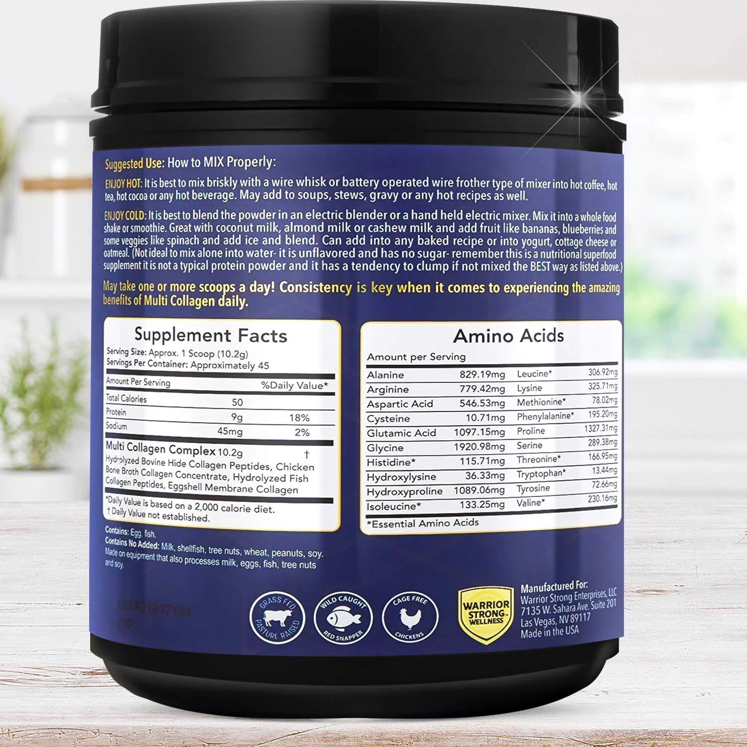 Warrior Strong Wellness Multi Collagen Powder - Unflavored Hydrolyzed Collagen - Image 2