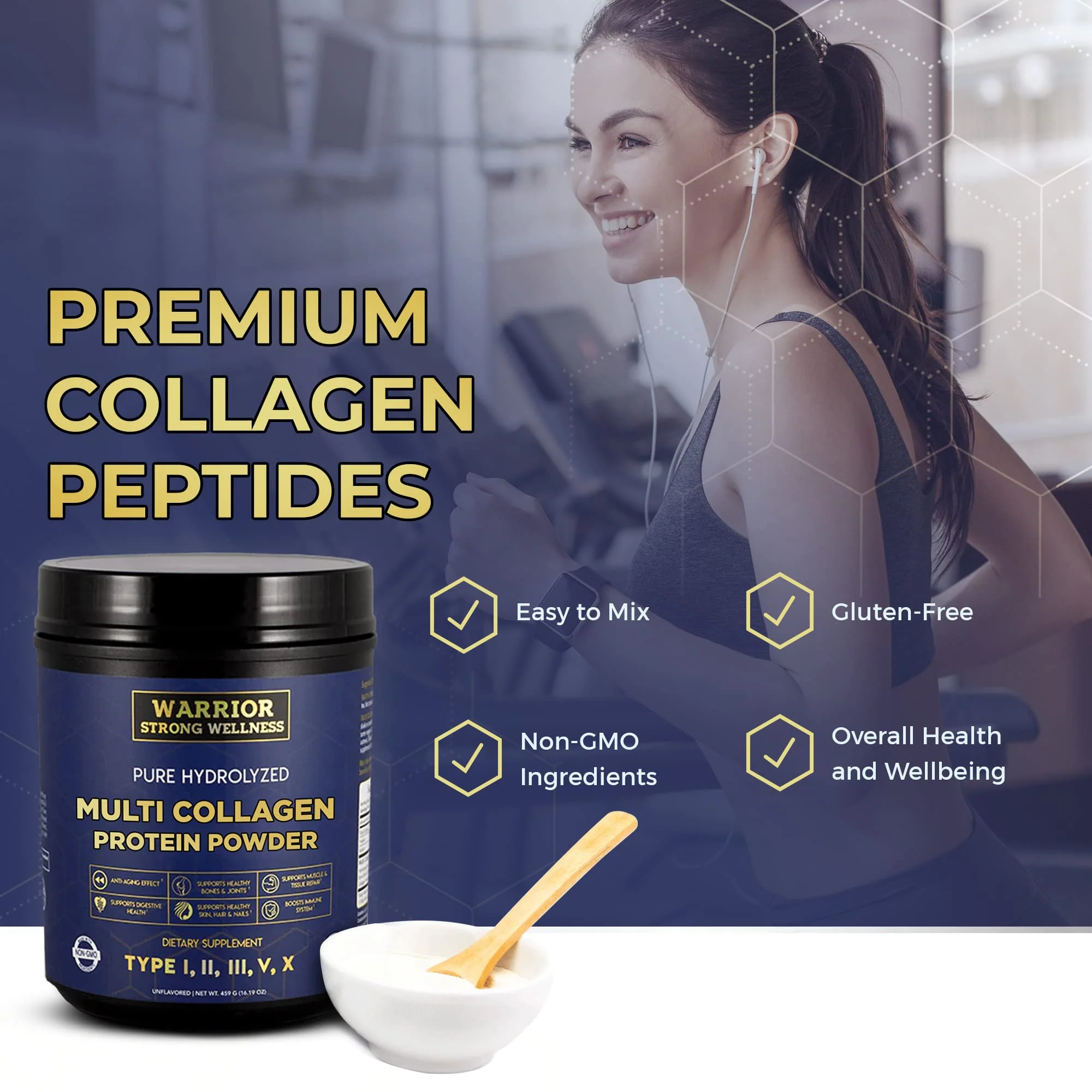 Warrior Strong Wellness Multi Collagen Powder - Unflavored Hydrolyzed Collagen - Image 6