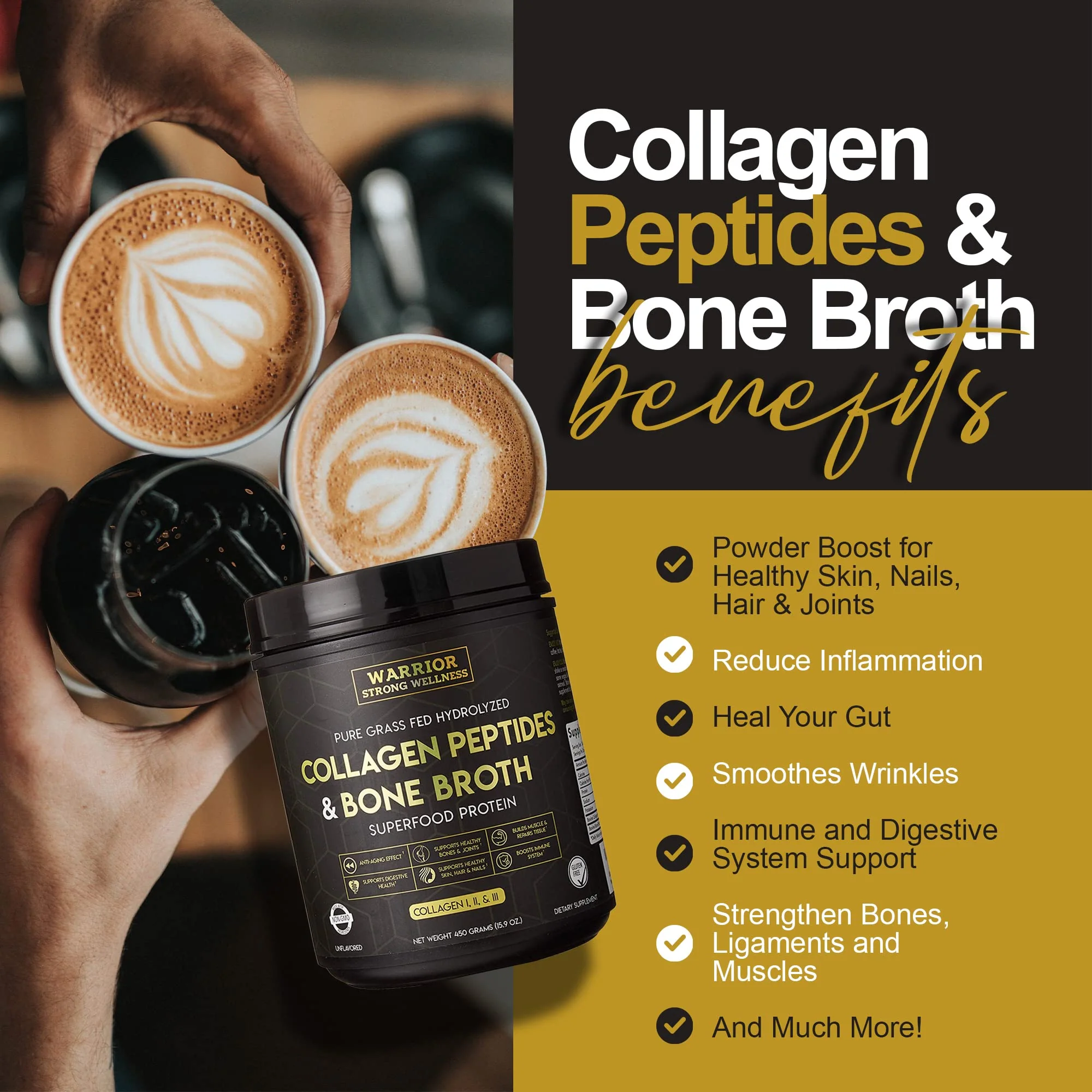 Warrior Strong Wellness Premium Collagen Peptides Bone Broth Powder – Grass-Fed, Unflavored, Keto Friendly - Image 15