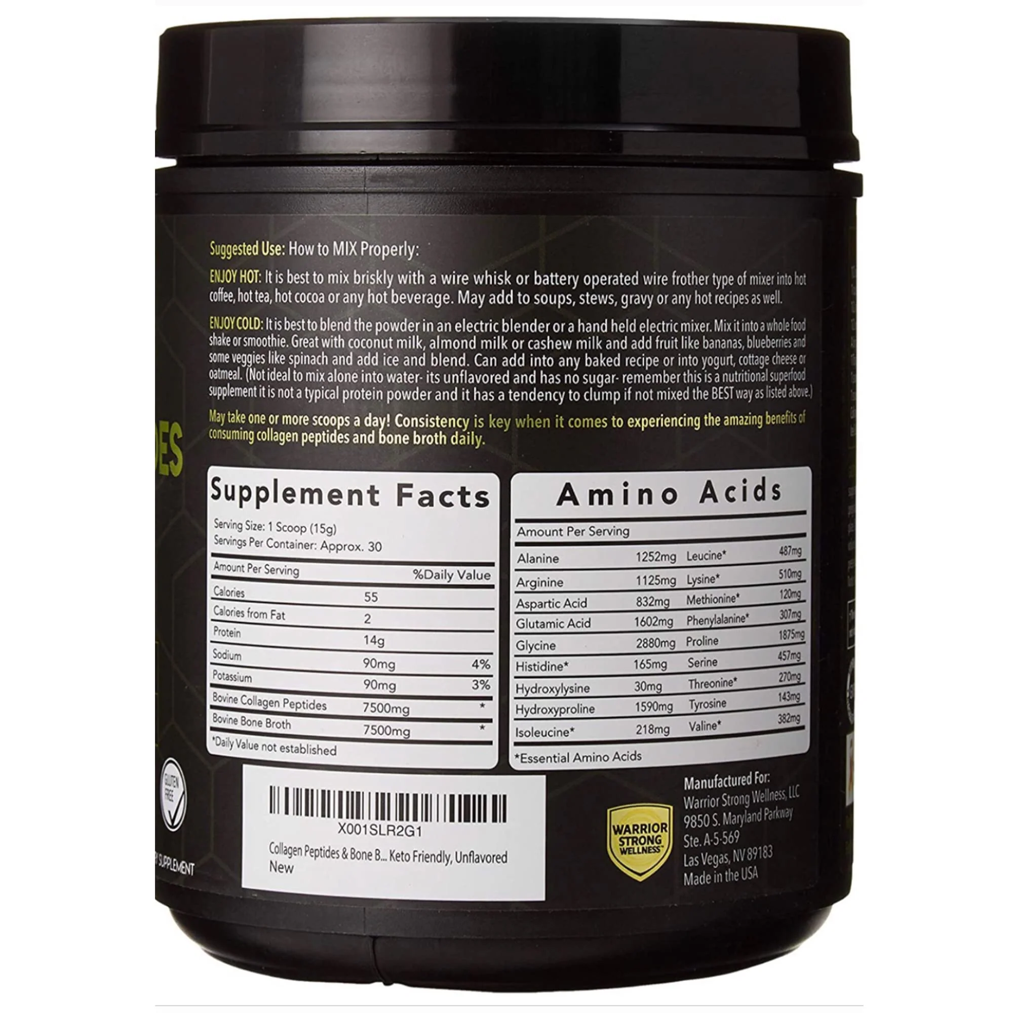 Warrior Strong Wellness Premium Collagen Peptides Bone Broth Powder – Grass-Fed, Unflavored, Keto Friendly - Image 3