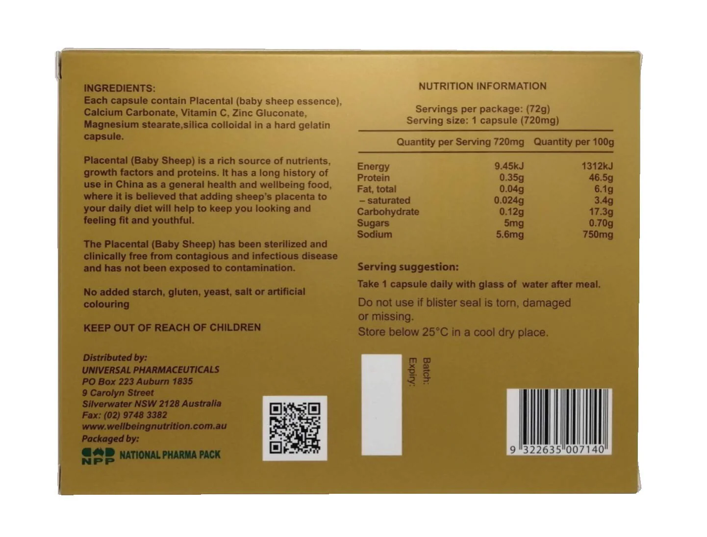 Wealthy Health Sheep Placenta Supplement – 50,000 mg, 100 Capsules (Australia) - Image 3