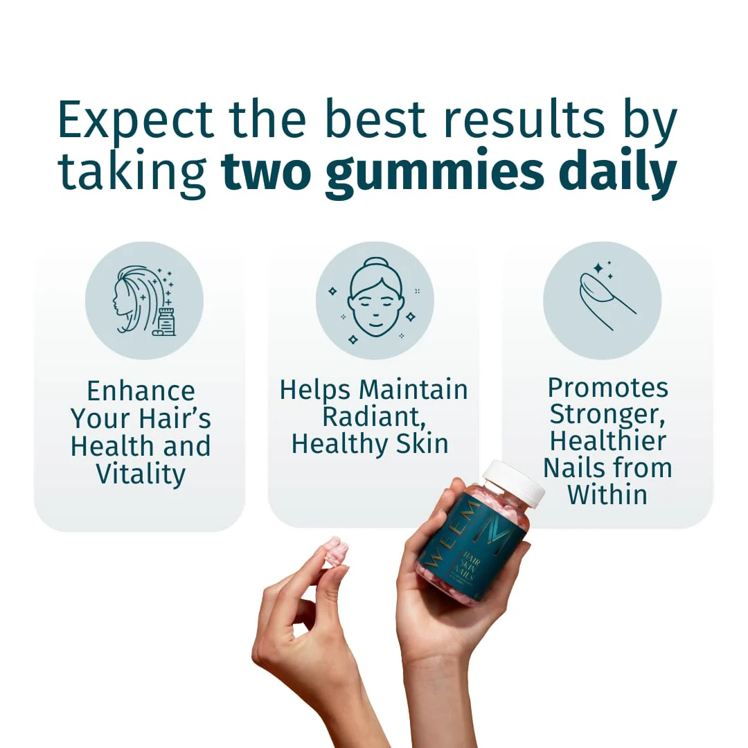 WEEM Hair Skin Nails Gummies – Vegan Biotin for Healthy Hair, Nails & Skin - Image 7