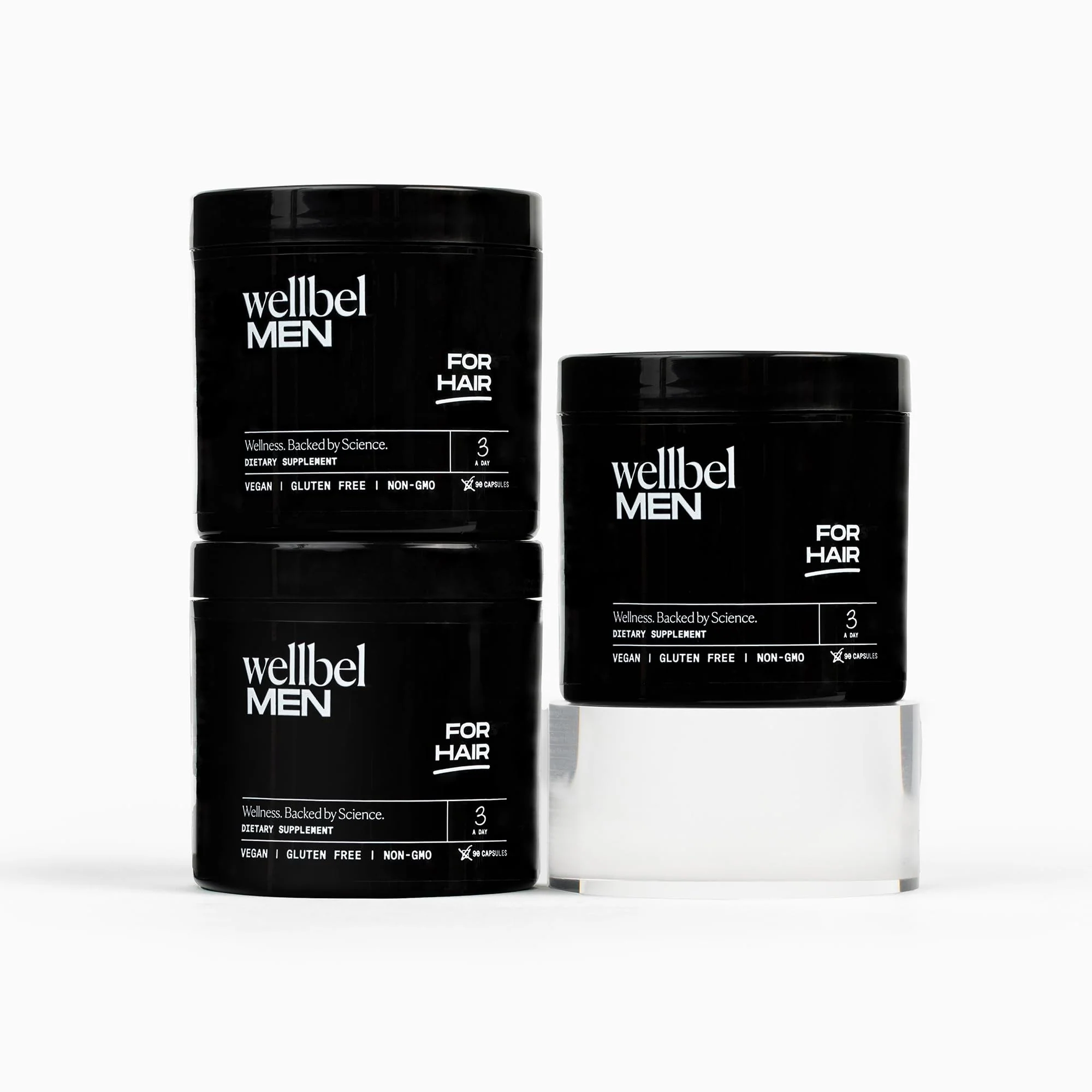 WELLBEL Men Clean Supplement for Hair, Skin, and Nails – Vegan, Gluten Free, Non-GMO – 90 Count (3 Pack)