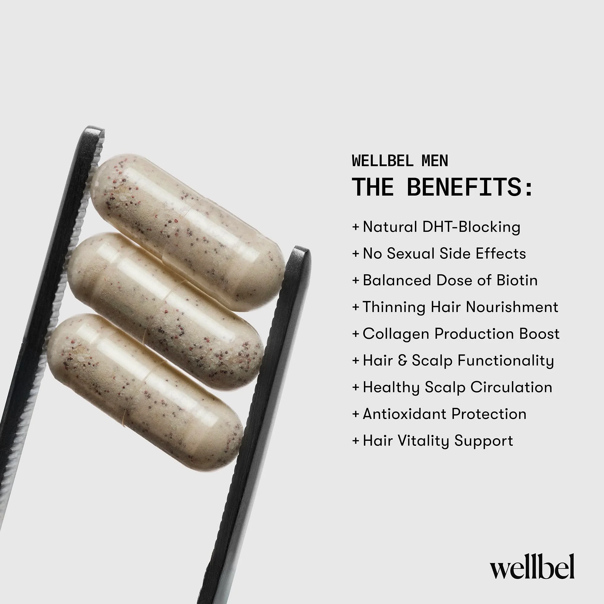 WELLBEL Men Clean Supplement for Hair, Skin, and Nails – Vegan, Gluten Free, Non-GMO – 90 Count (3 Pack) - Image 8