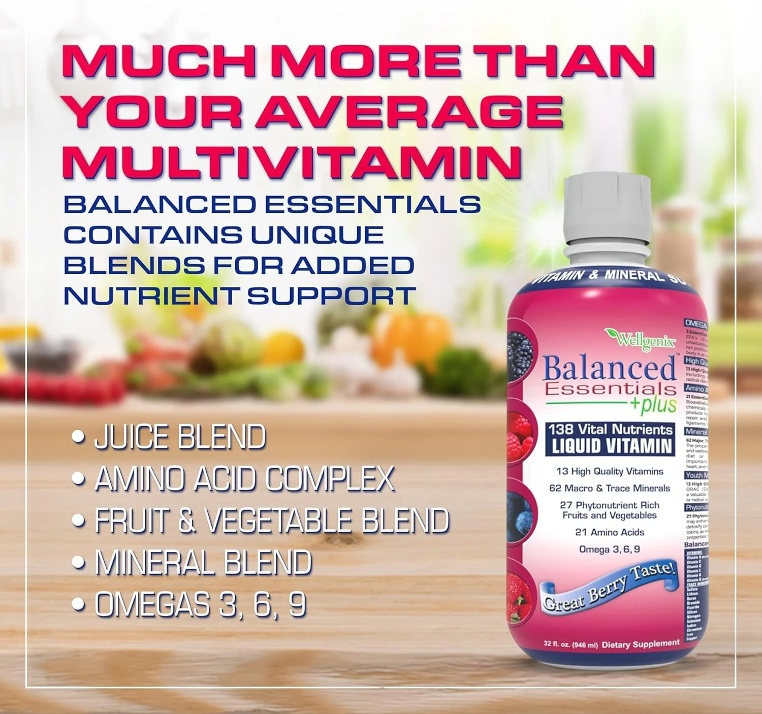Wellgenix Balanced Essentials Plus New Formula – Berry Flavor 32oz (Pack of 2) | Liquid Multivitamin & Immune Support - Image 5
