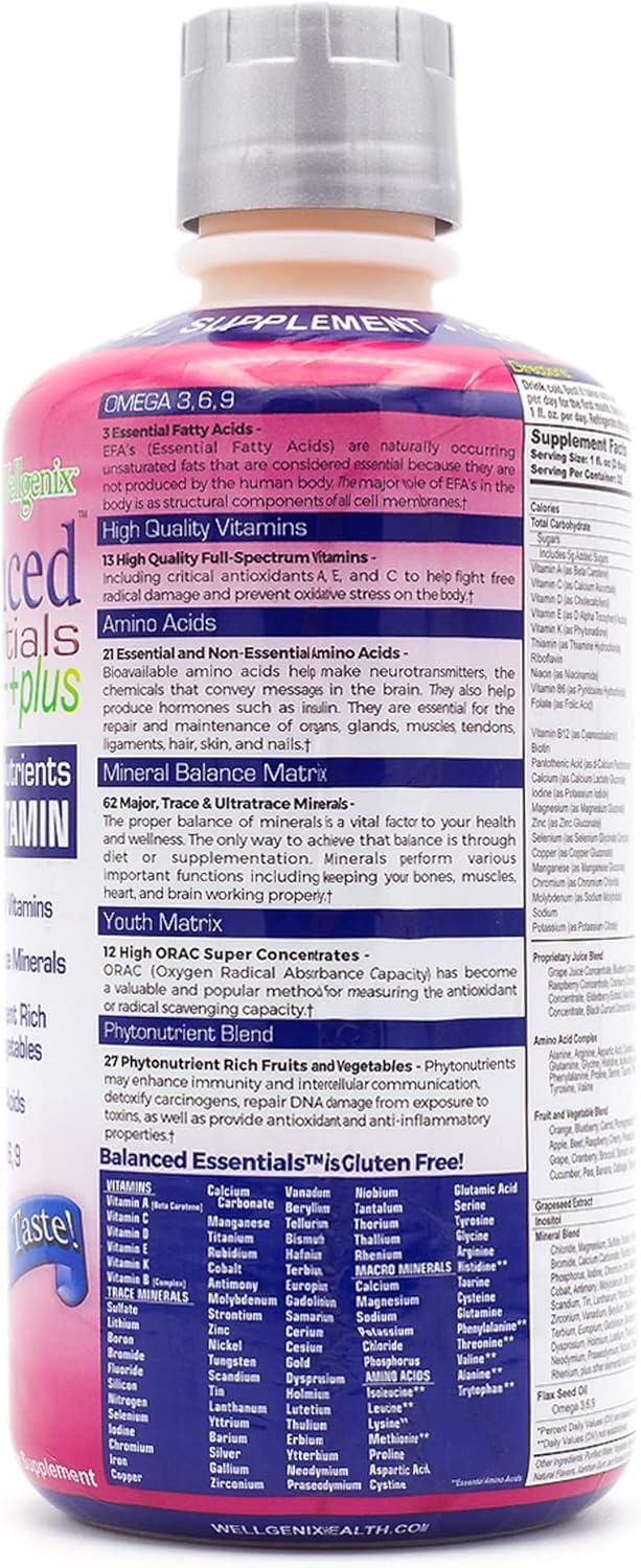 Wellgenix Balanced Essentials Plus New Formula – Berry Flavor 32oz (Pack of 2) | Liquid Multivitamin & Immune Support - Image 8