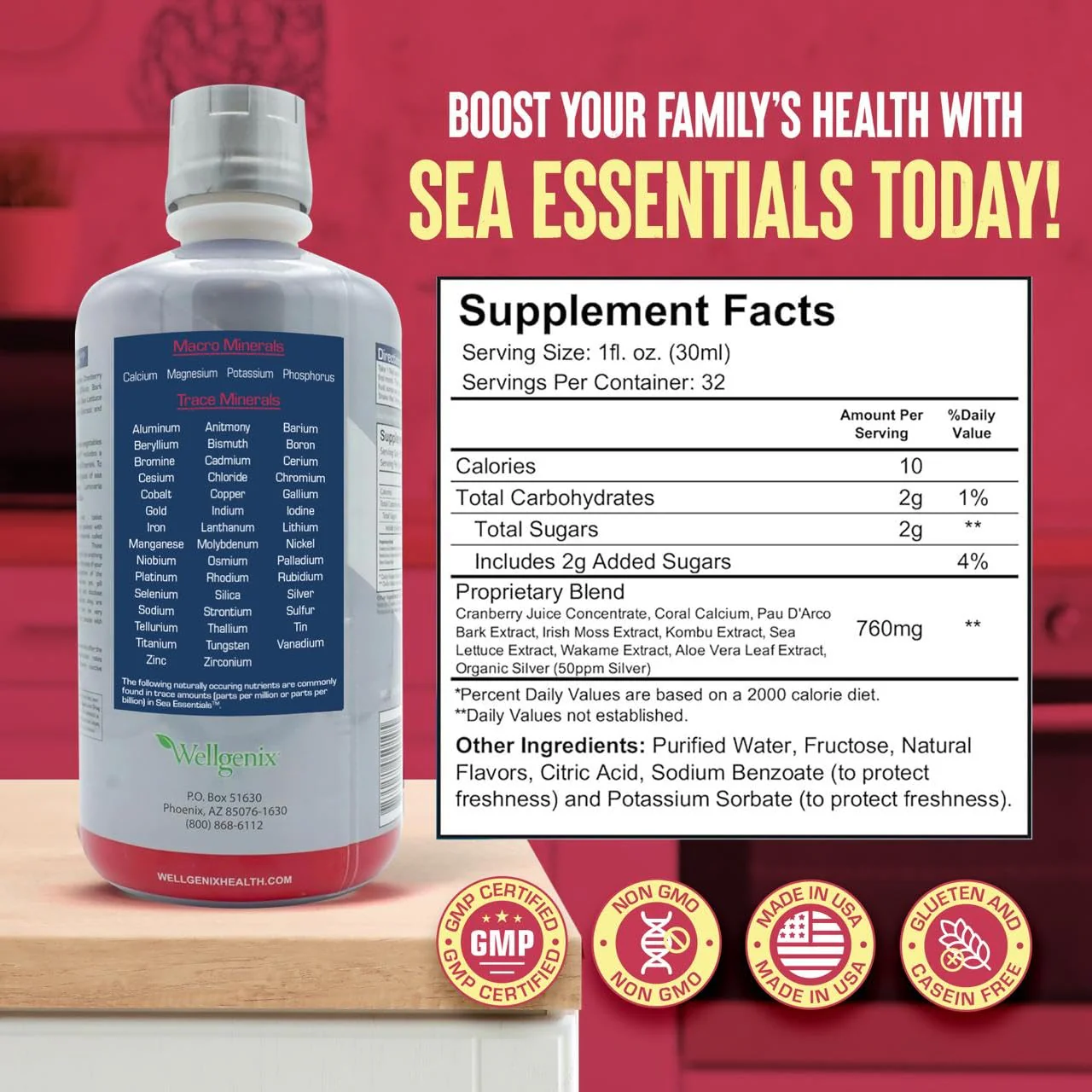 Wellgenix Sea Essentials Vital Nutrients – Coral Calcium Liquid Multivitamin, Sea Berry Flavor, 32oz - Image 21