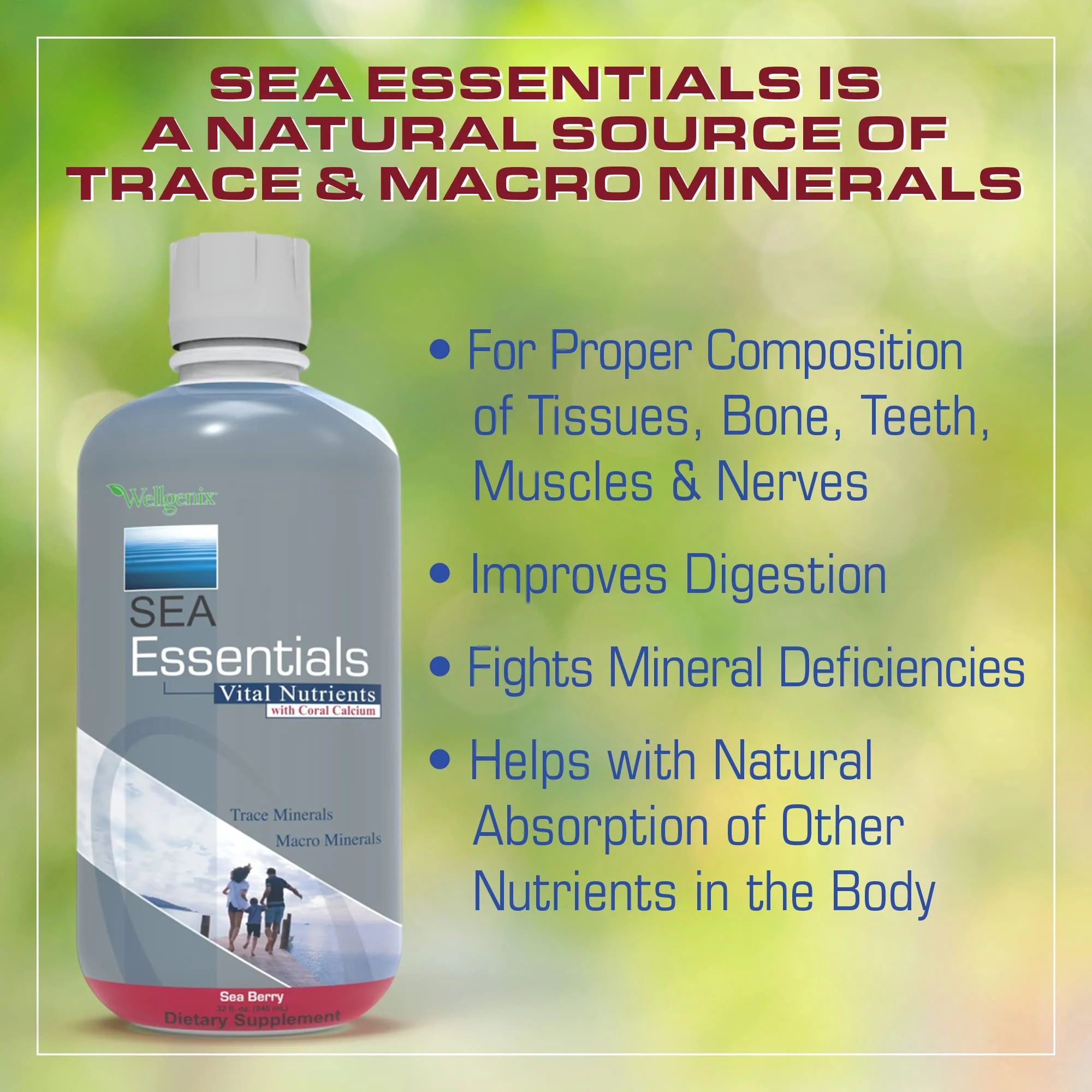 Wellgenix Sea Essentials Vital Nutrients – Coral Calcium Liquid Multivitamin, Sea Berry Flavor, 32oz - Image 6
