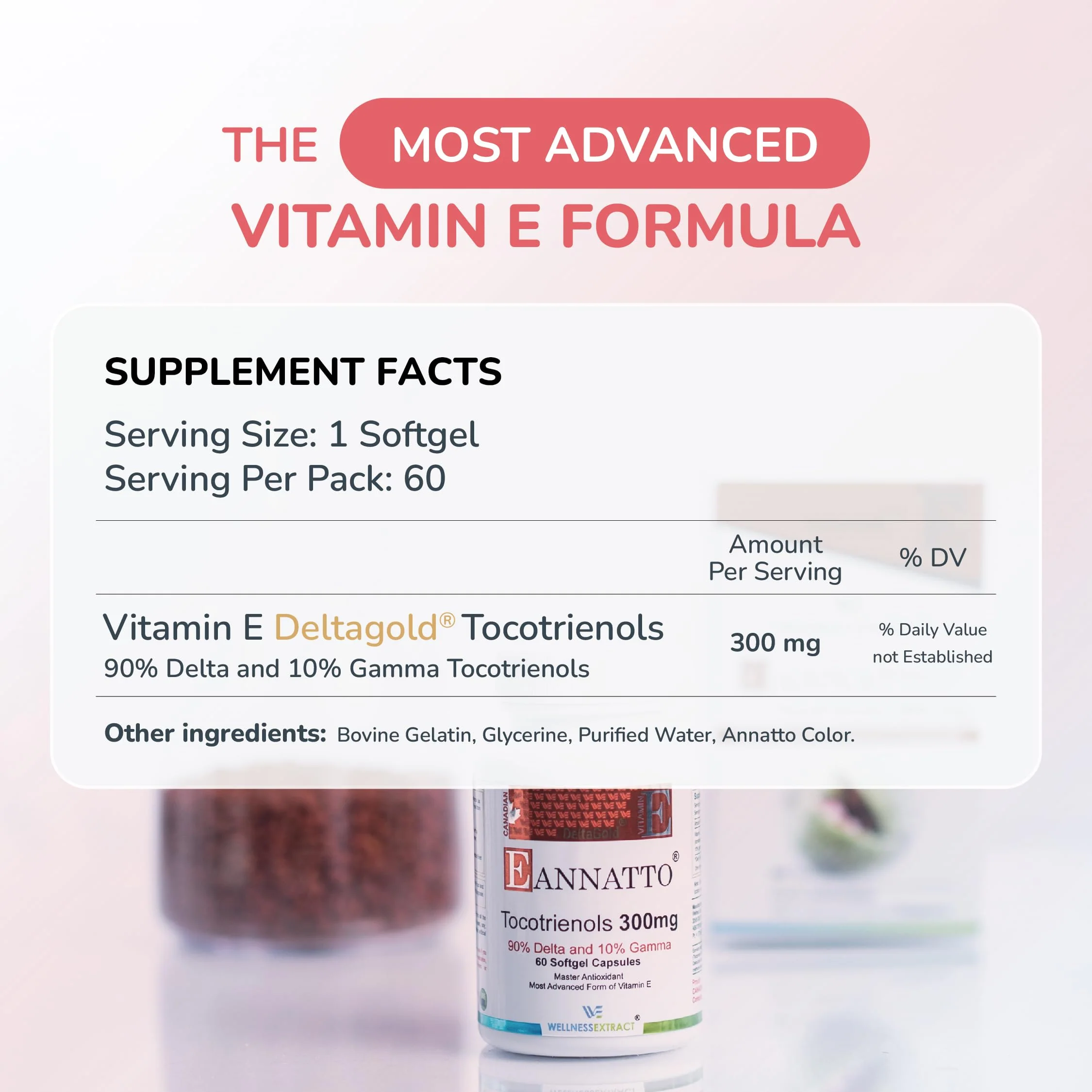Wellness Extract Annatto Tocotrienols Vitamin E Supplement – Tocopherol-Free, Non-GMO, Gluten-Free, 300 mg, 60 Softgels - Image 12
