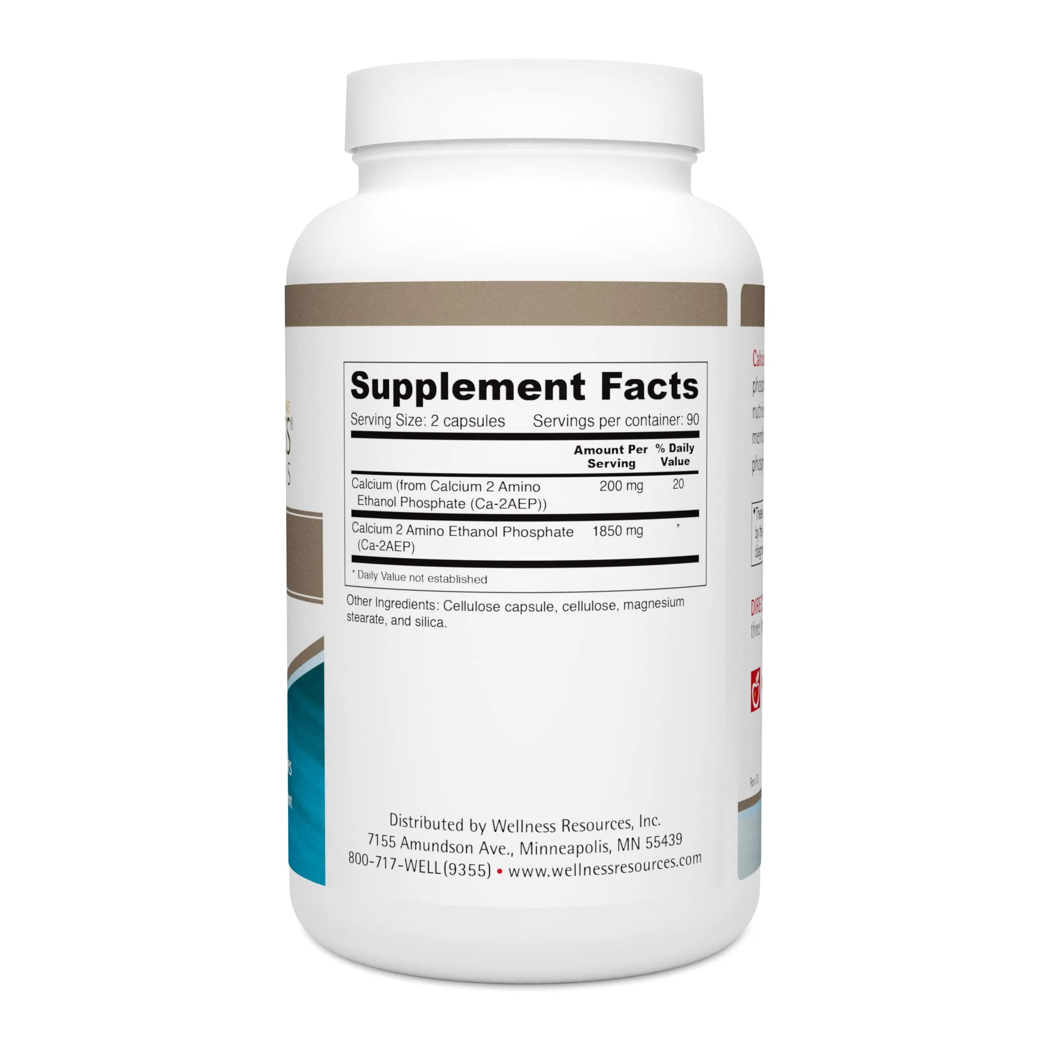 Wellness Resources Calcium AEP - Nerve Support & Cell Membrane Health | 925mg Ca-2-AEP per Capsule (180 Capsules) - Image 2