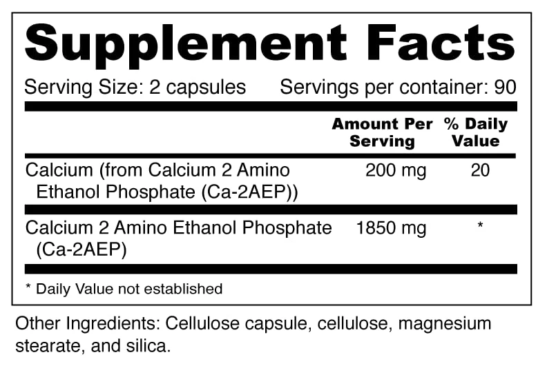 Wellness Resources Calcium AEP - Nerve Support & Cell Membrane Health | 925mg Ca-2-AEP per Capsule (180 Capsules) - Image 6