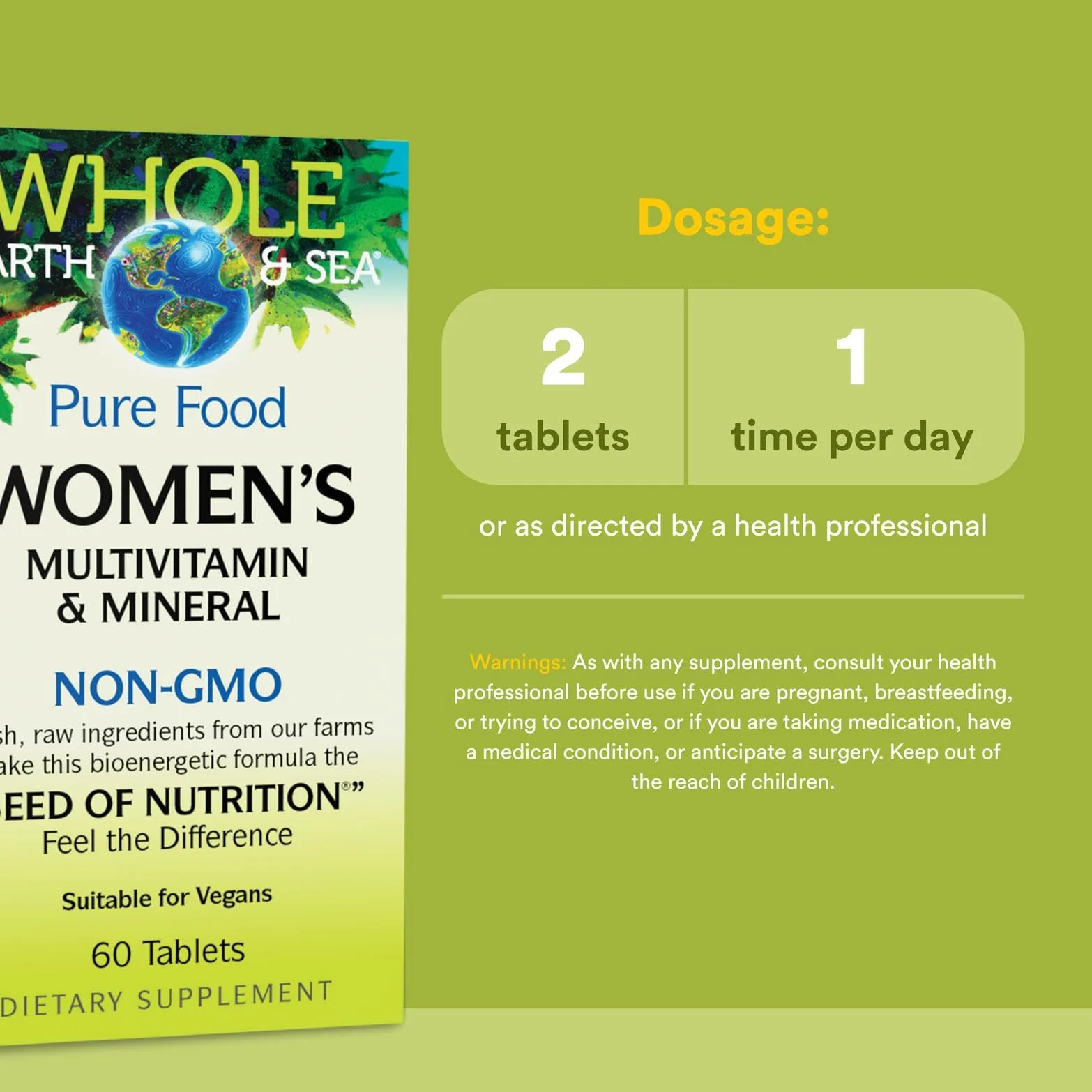 Whole Earth & Sea Women's Multivitamin & Mineral - Vegan, 60 Tablets - Image 3