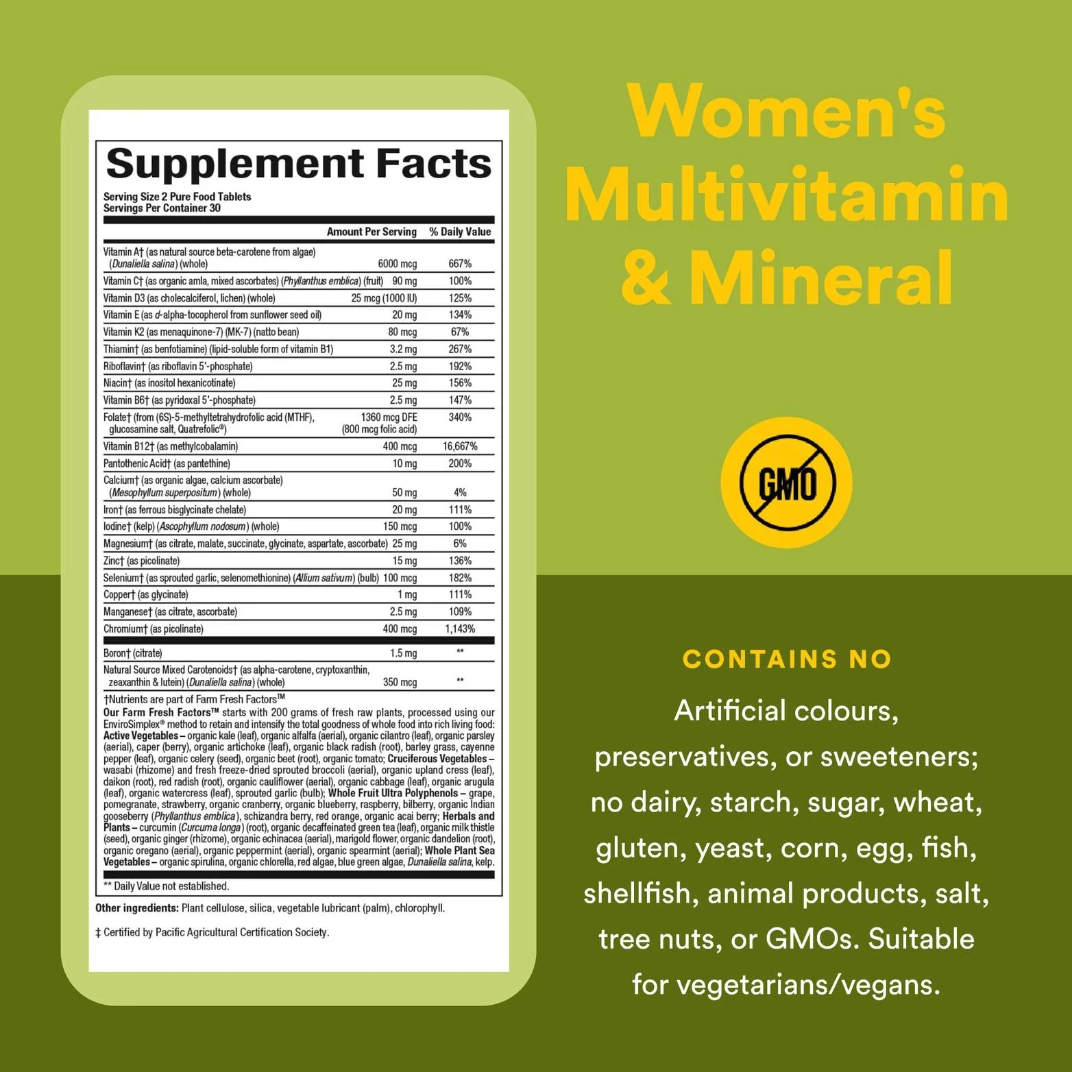 Whole Earth & Sea Women's Multivitamin & Mineral - Vegan, 60 Tablets - Image 4