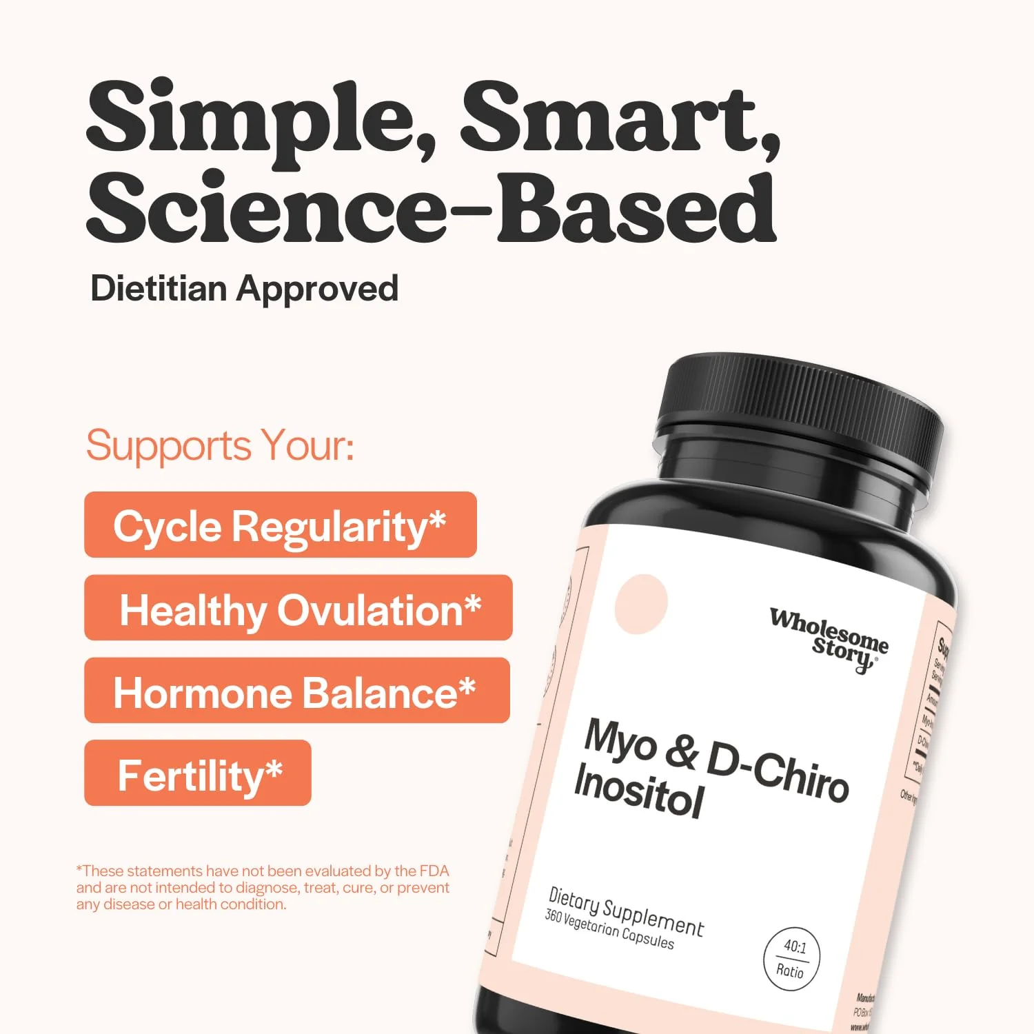 Wholesome Story Myo-Inositol & D-Chiro Inositol - 40:1 Ratio, Hormonal Balance, Ovarian Health | 90 Servings - Image 2