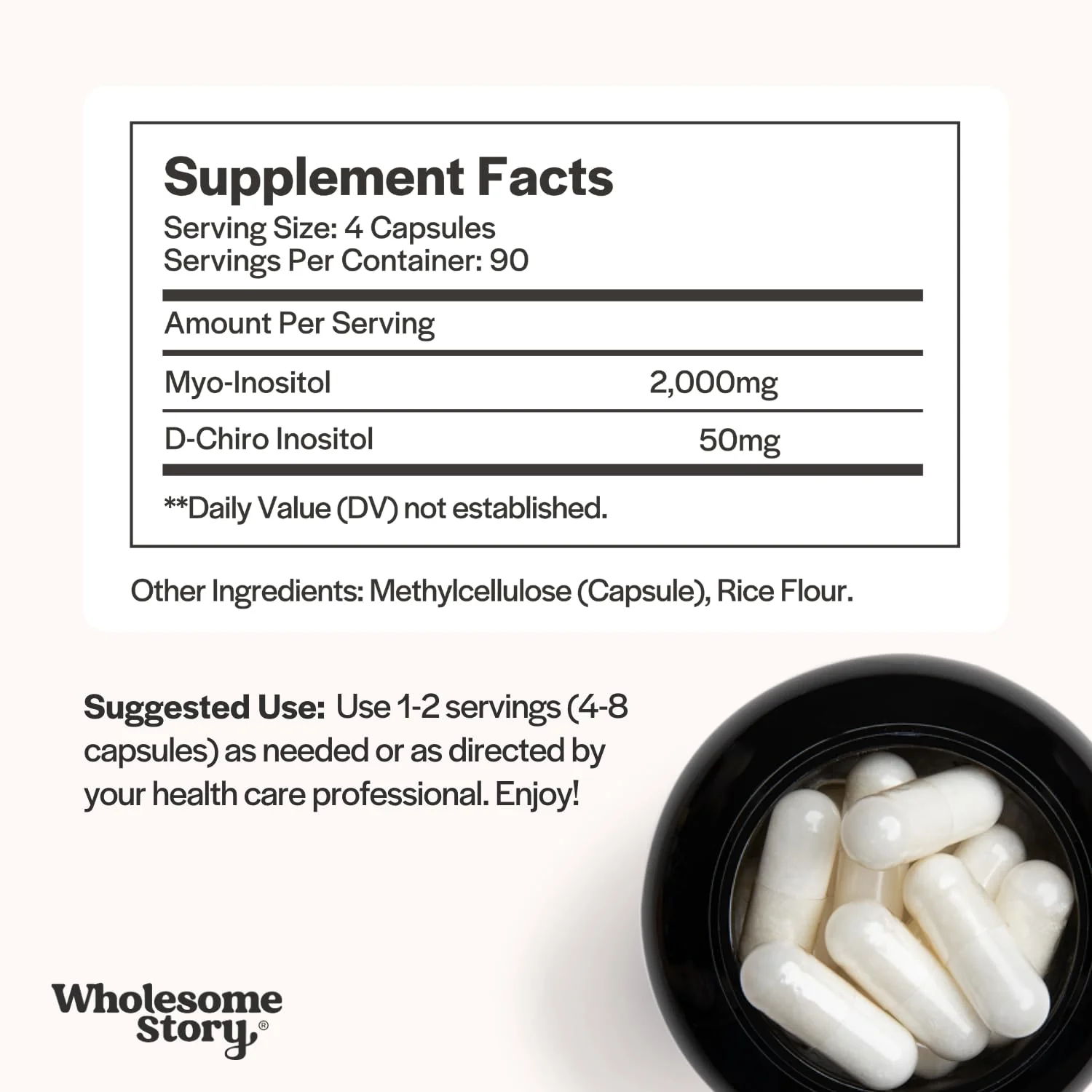 Wholesome Story Myo-Inositol & D-Chiro Inositol - 40:1 Ratio, Hormonal Balance, Ovarian Health | 90 Servings - Image 4