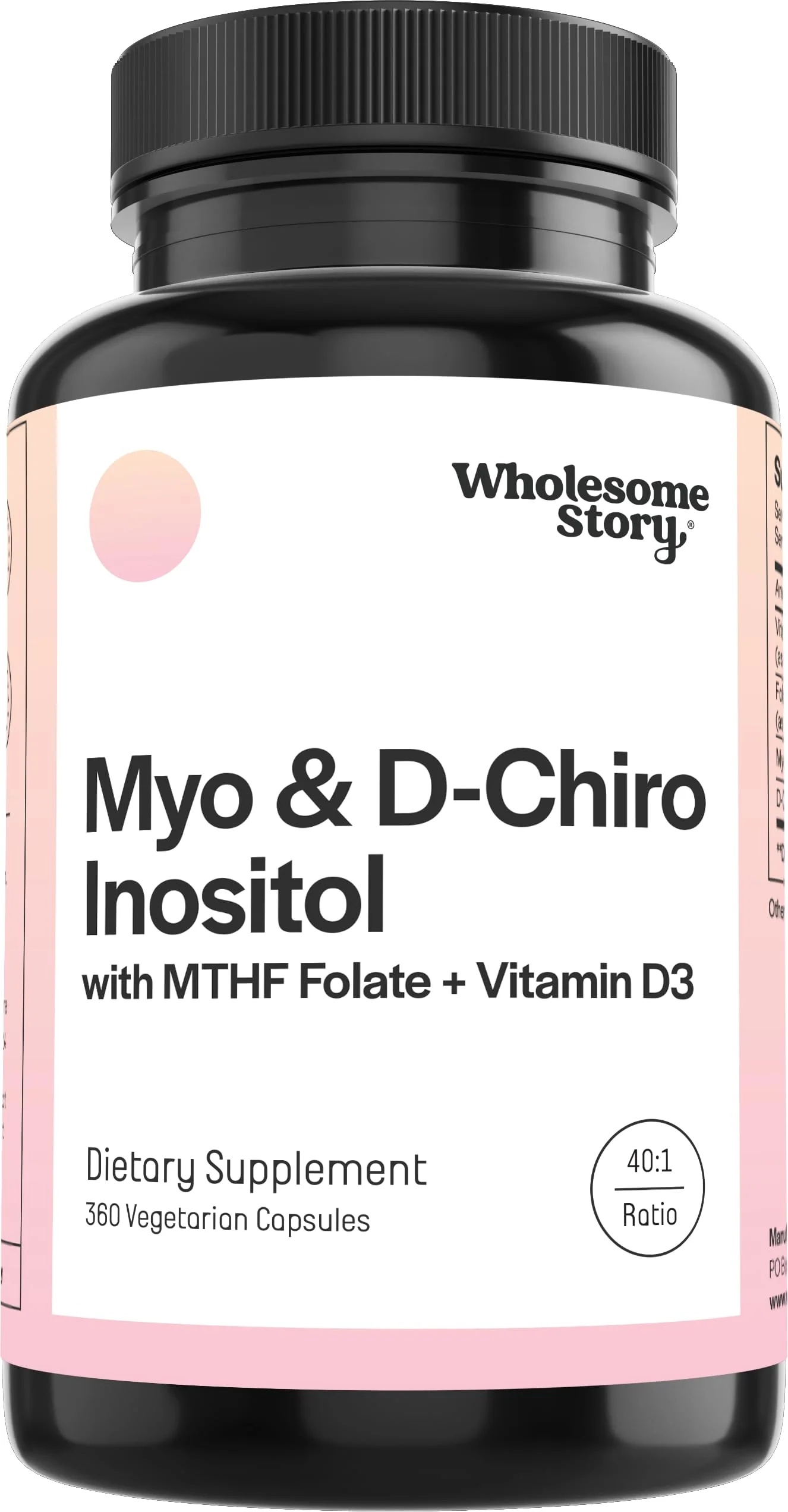 Wholesome Story Myo-Inositol & D-Chiro Inositol Capsules with MTHF Folate | Hormone Balance & Ovarian Support | Vitamin D3