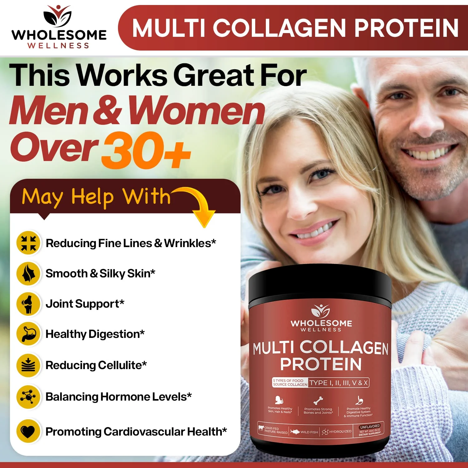 Wholesome Wellness Multi Collagen Powder – Grass-Fed Type I II III V X - Image 4