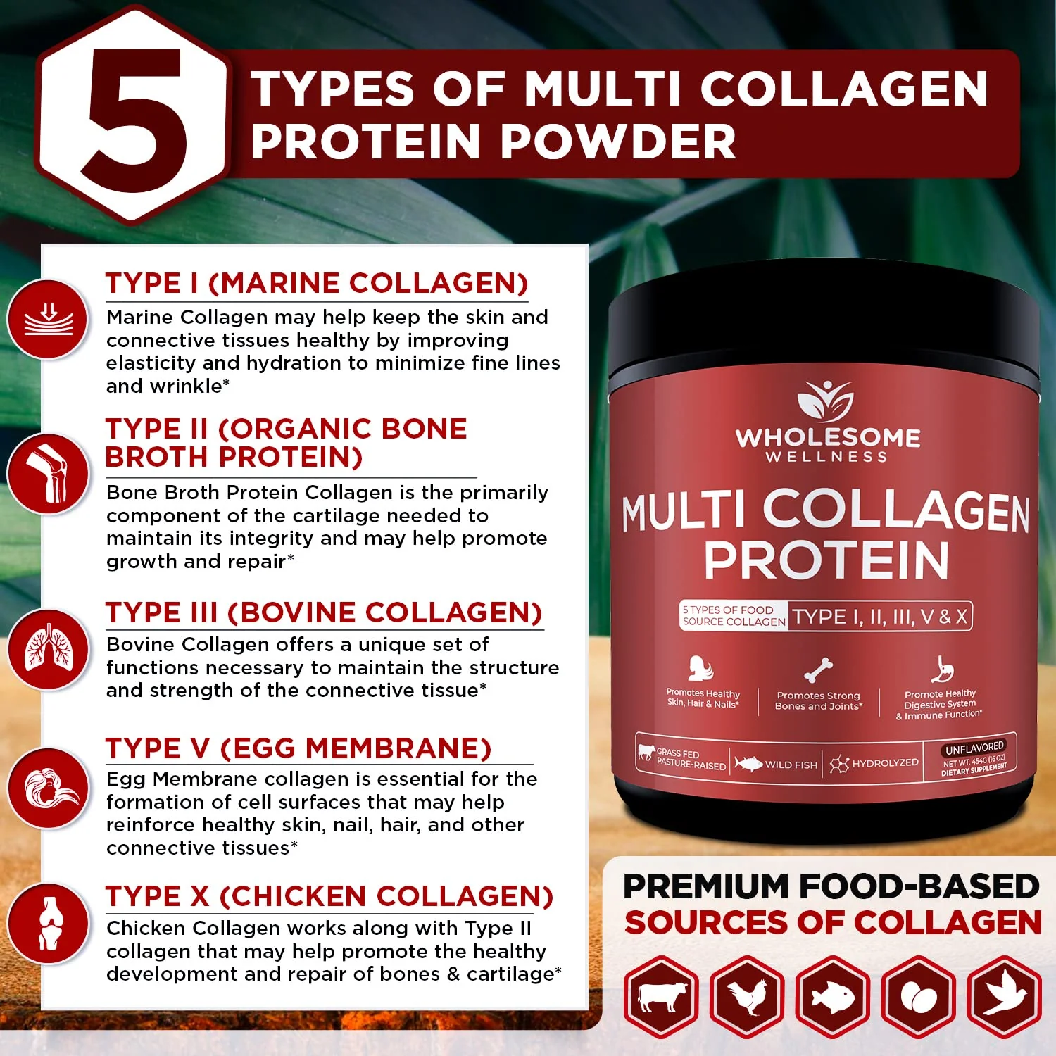 Wholesome Wellness Multi Collagen Powder – Grass-Fed Type I II III V X - Image 5