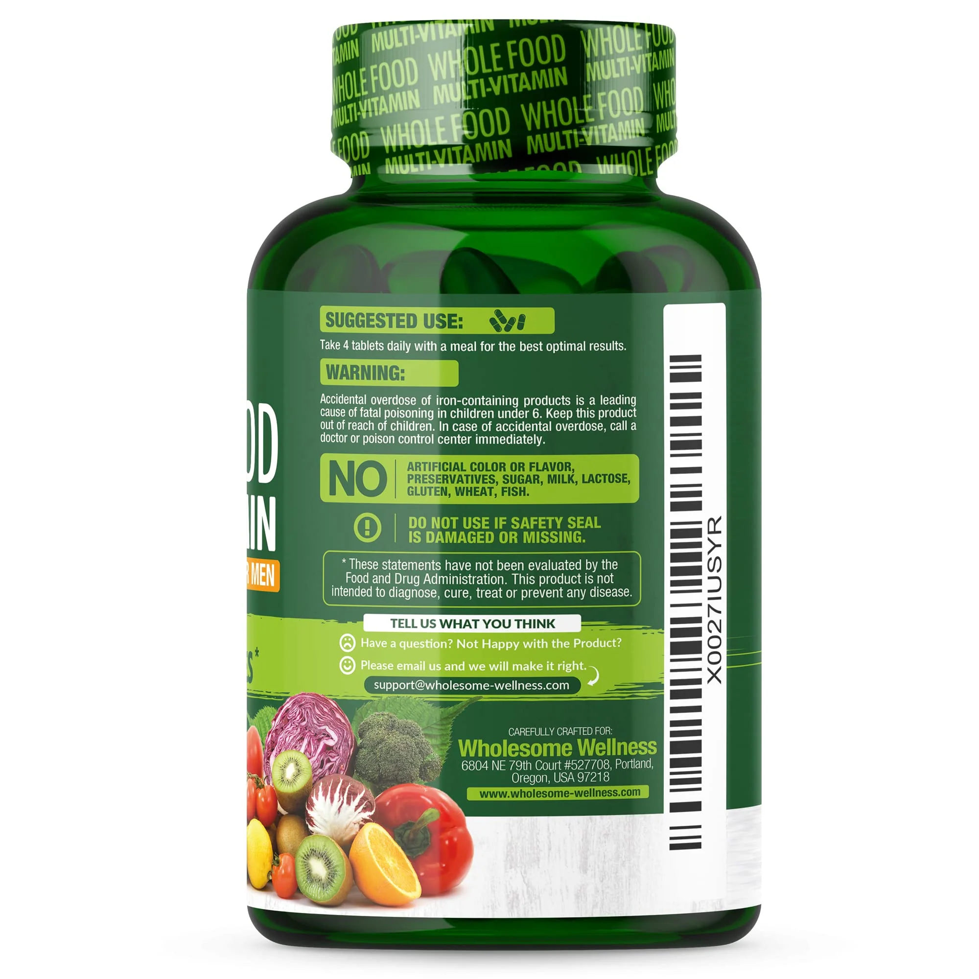 Wholesome Wellness Whole Food Multivitamin for Men – Vegan, Non-GMO, 120 Tablets - Image 7