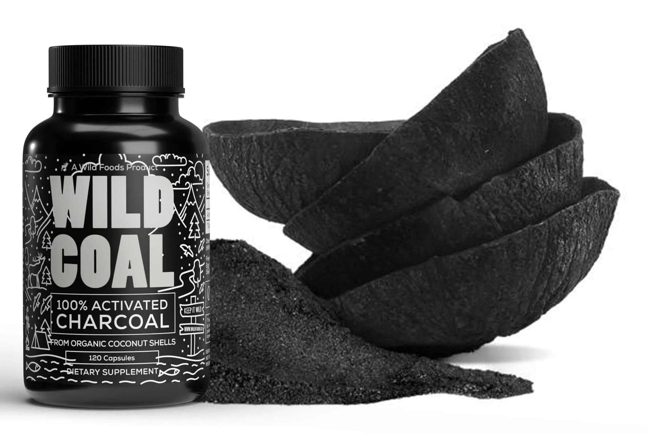 Wild Foods Activated Charcoal Capsules | 100% Organic Coconut Shells | USA Made & Lab Tested Detox Pills (Three Bottles - 120 Capsules) - Image 5