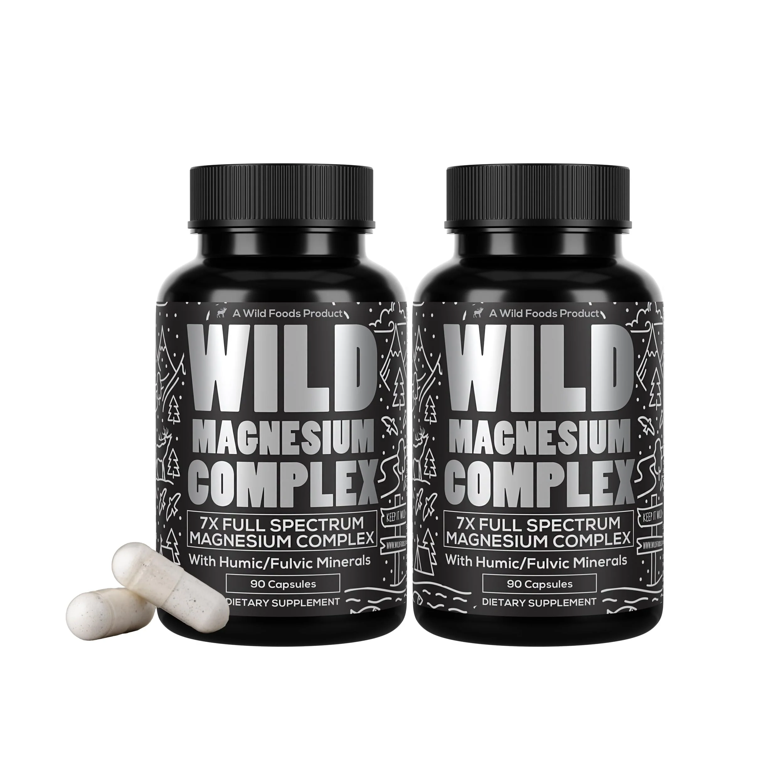 Wild Foods Wild Magnesium Complex – 7 Forms in One, 450 mg per Capsule, 90 Capsules (Pack of 2)