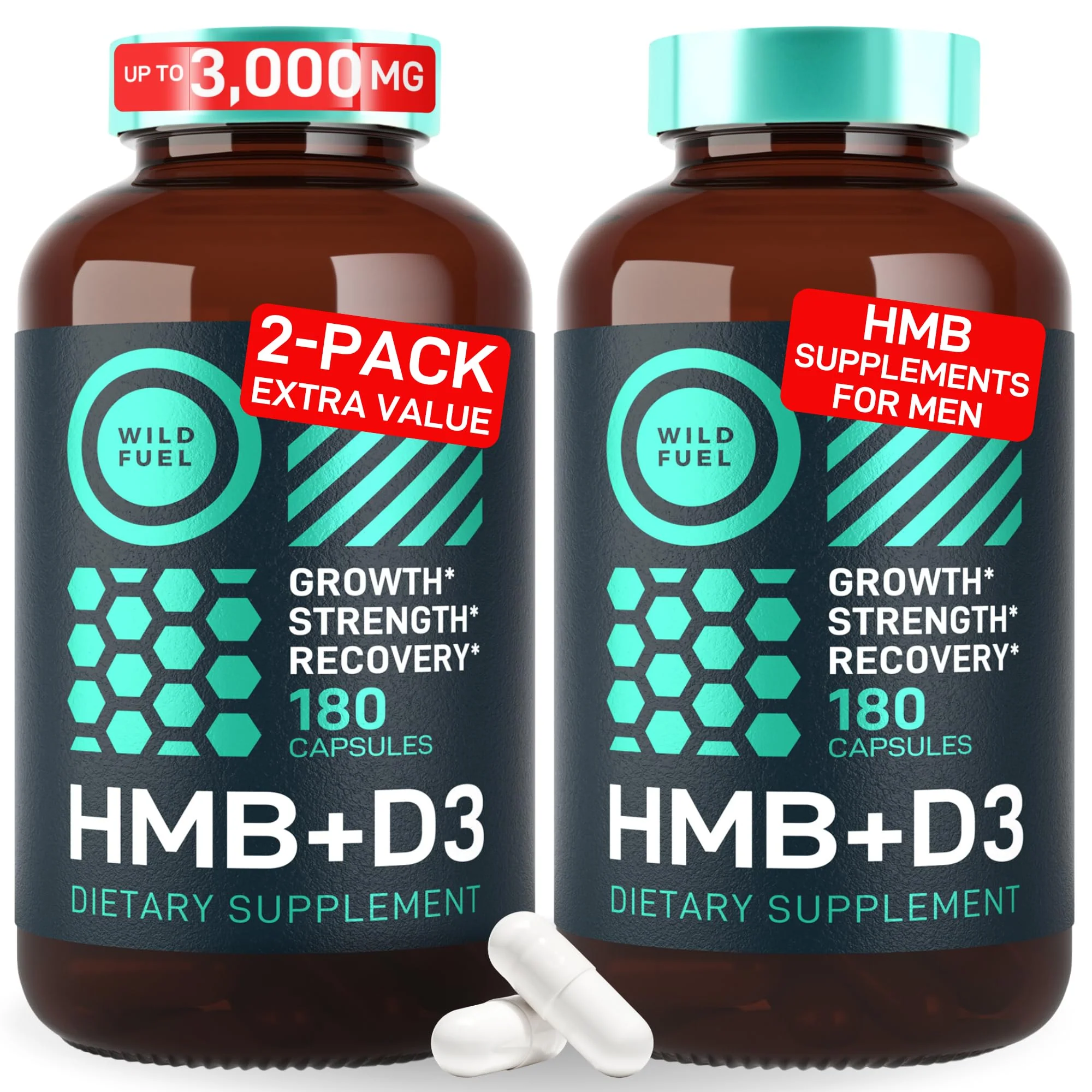 WILD FUEL HMB + Vitamin D3 Capsules – 360 Caps, 1,000–3,000 mg HMB - Image 8