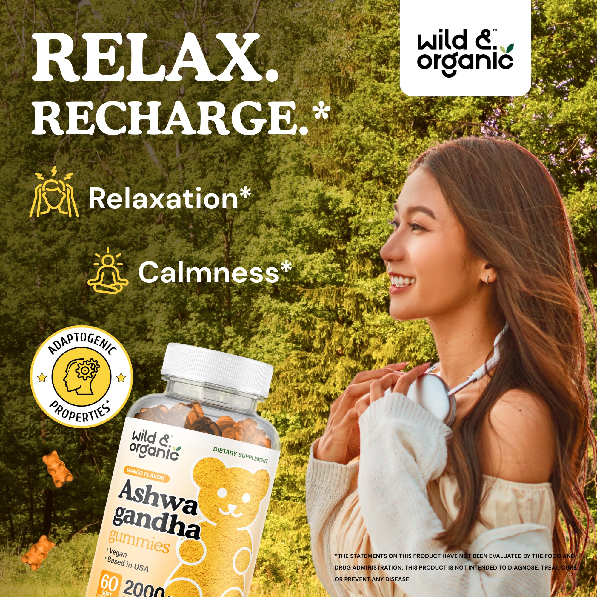 Wild & Organic Ashwagandha Gummies 2000mg – Mood Support Supplement (Pack of 2, 60 Vegan Chews) - Image 11