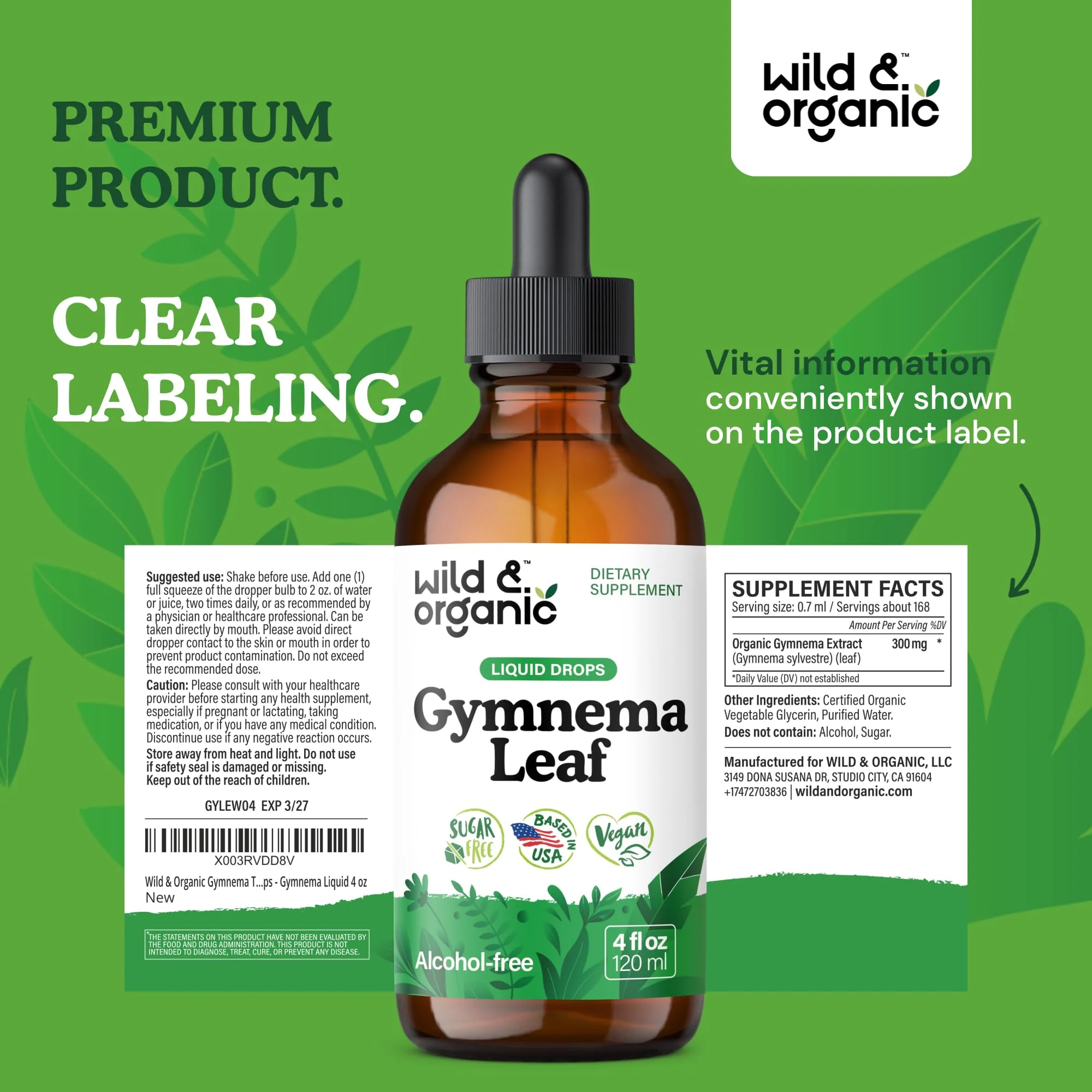 Wild & Organic Gymnema Sylvestre Extract Drops – Sugar-Free, Alcohol-Free, Vegan (2 x 4 oz) - Image 9
