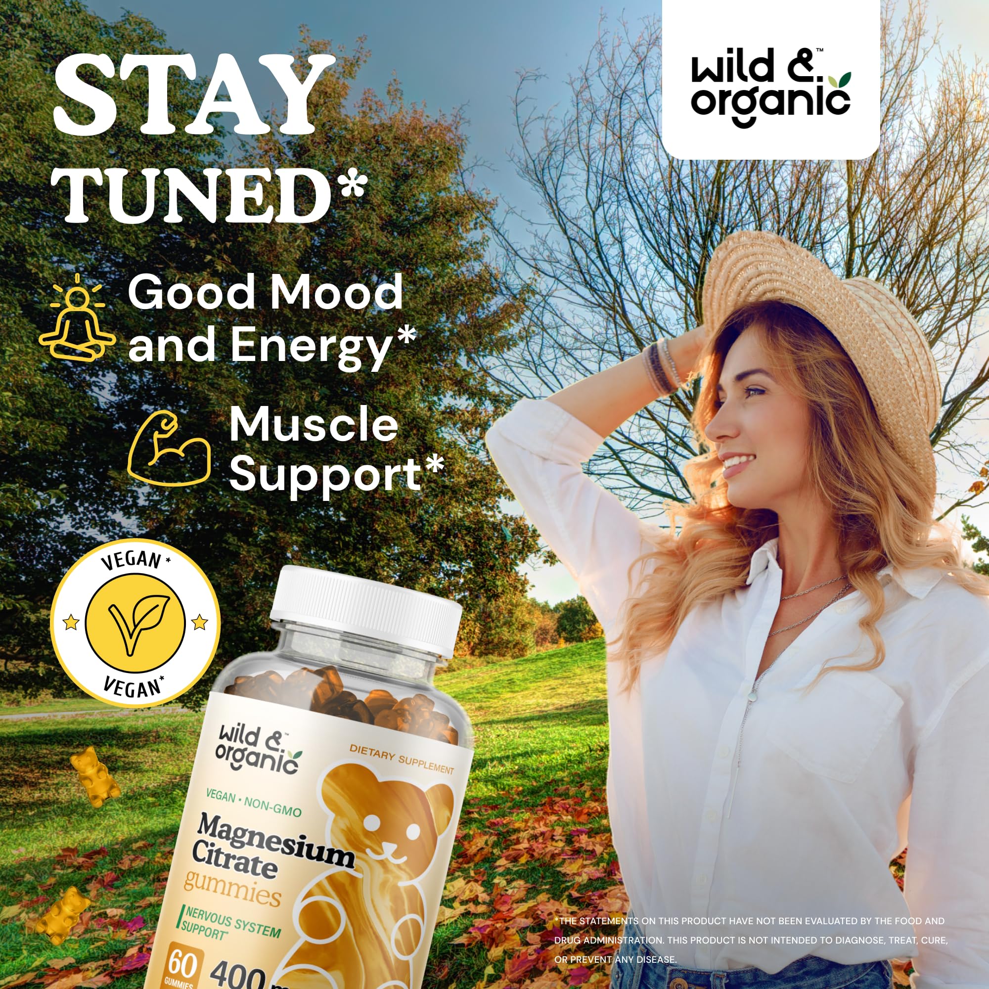 Wild & Organic Magnesium Citrate Gummies 400 mg | Mood & Calm Support (Pack of 2) - Image 3