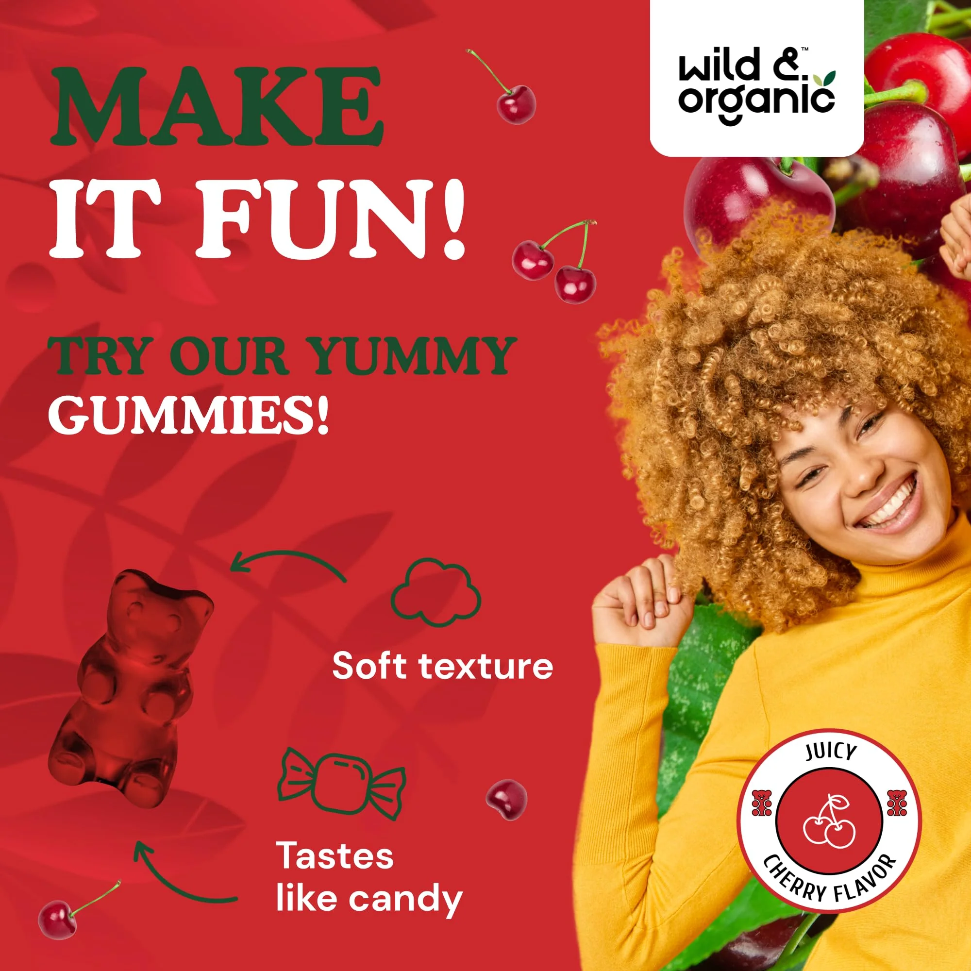 Wild & Organic Tart Cherry Gummies 7000 mg - Tart Cherry Extract for Uric Level Support - 60 Vegan, Non-GMO Chews (Pack of 2) - Image 6