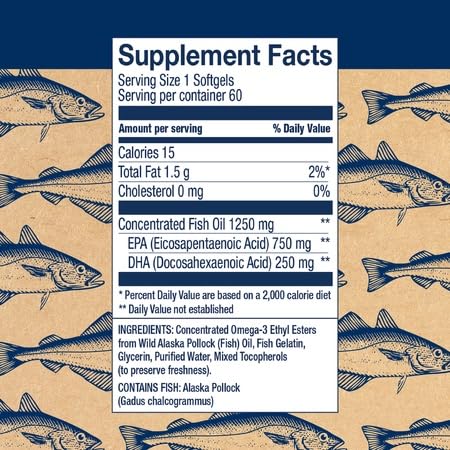 Wiley’s Finest Peak EPA & DHA Fish Oil 1000mg - 60 Softgels | Wild Alaskan, Triple Strength - Image 2