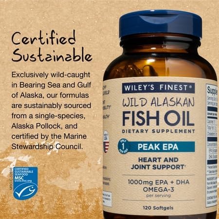 Wiley's Finest Peak EPA Wild Alaskan Fish Oil - Triple Strength 1000mg EPA/DHA - 120 Softgels - Image 11
