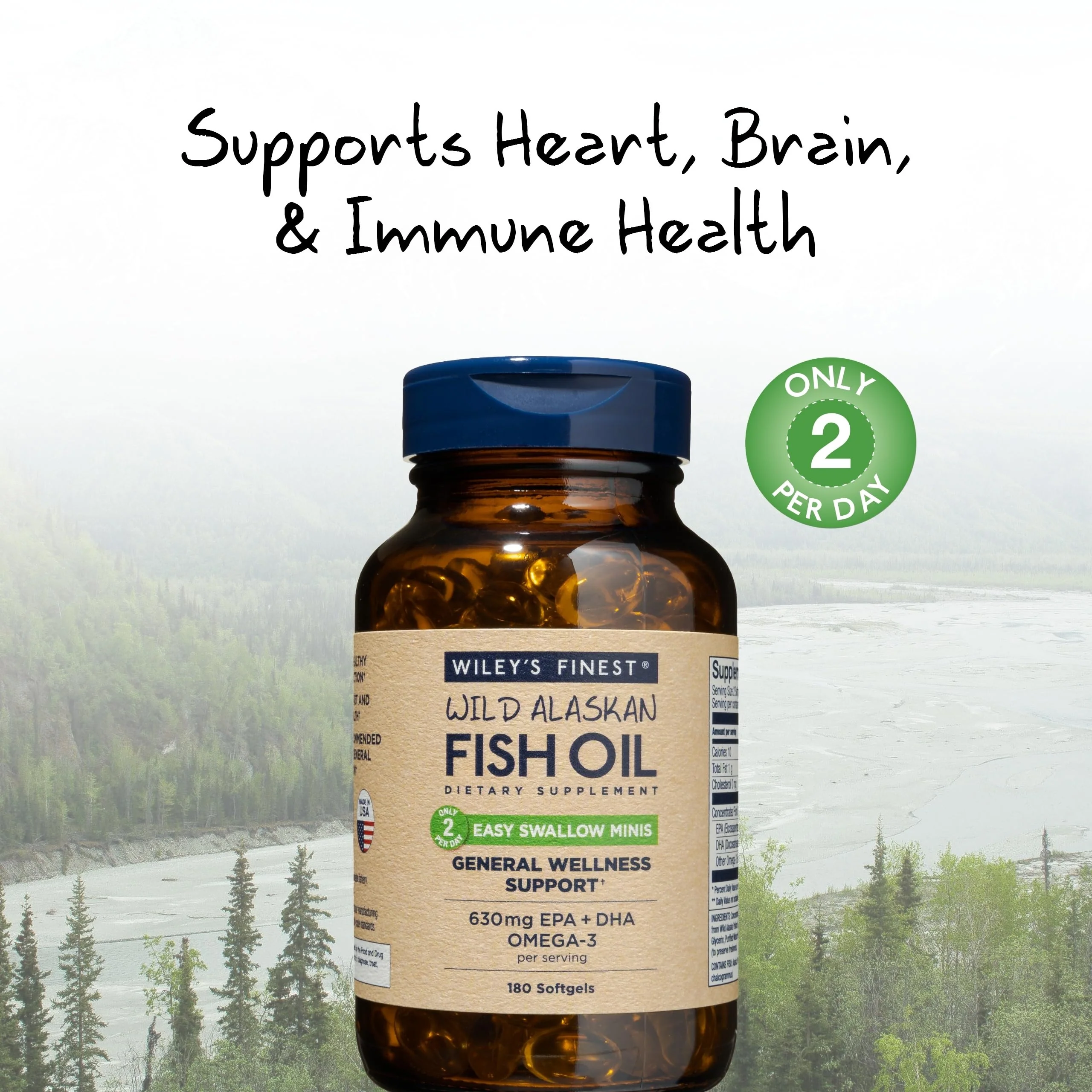Wiley's Finest Wild Alaskan Fish Oil Easy Swallow Minis — 630mg EPA/DHA, 180 Mini Softgels (90 Servings) - Image 4