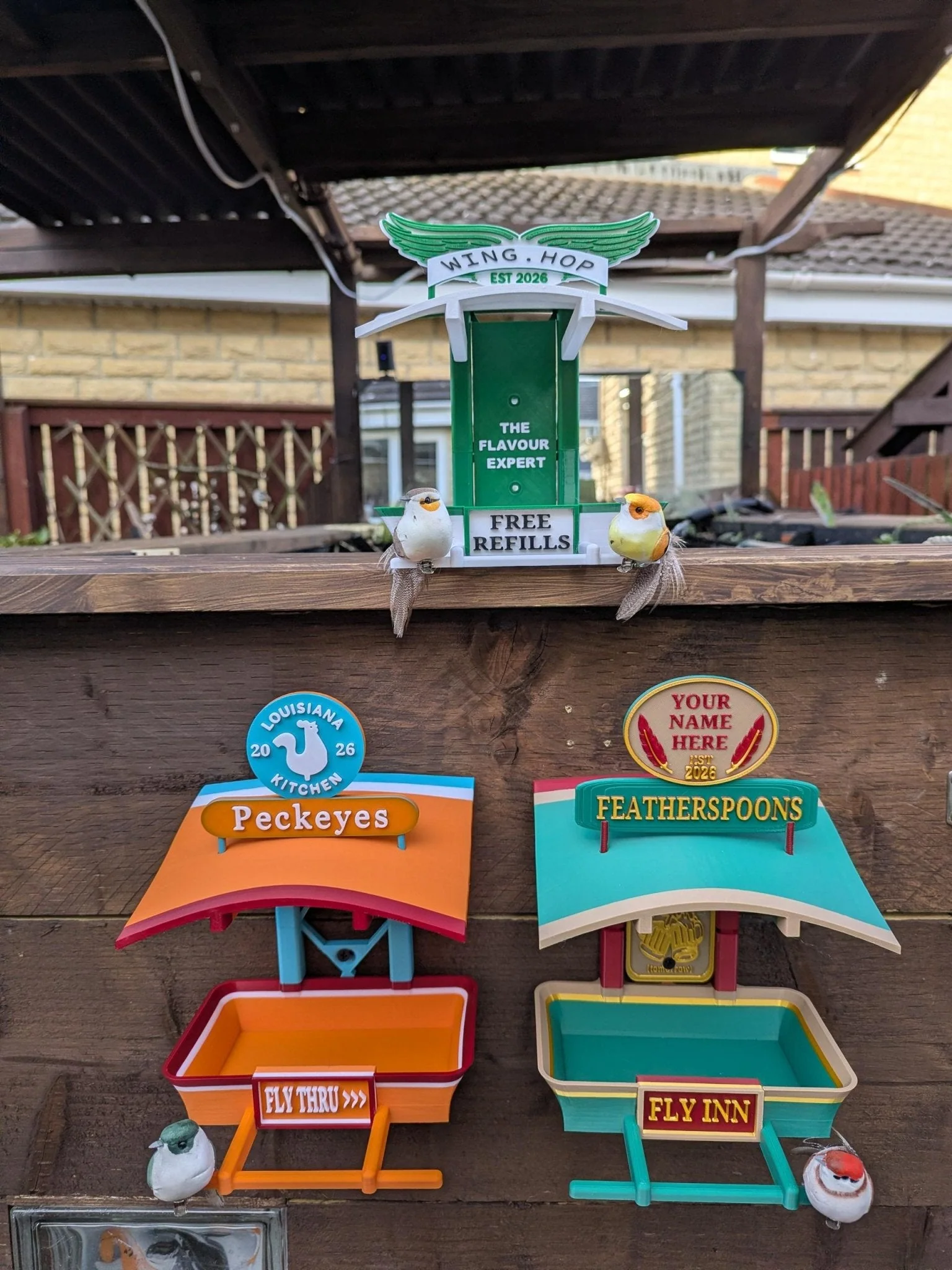 Wing Hop Bird Feeder – 3D Printed Fly Thru Feeder – Quirky Garden Decor – Funny Bird Seed Feeder – Unique Outdoor Gift - Image 10
