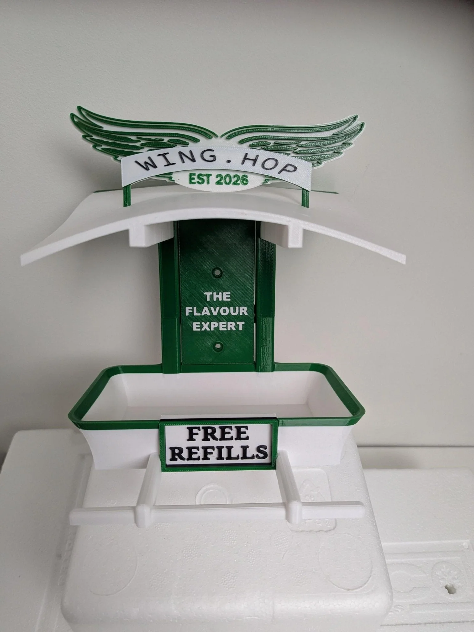 Wing Hop Bird Feeder – 3D Printed Fly Thru Feeder – Quirky Garden Decor – Funny Bird Seed Feeder – Unique Outdoor Gift - Image 2