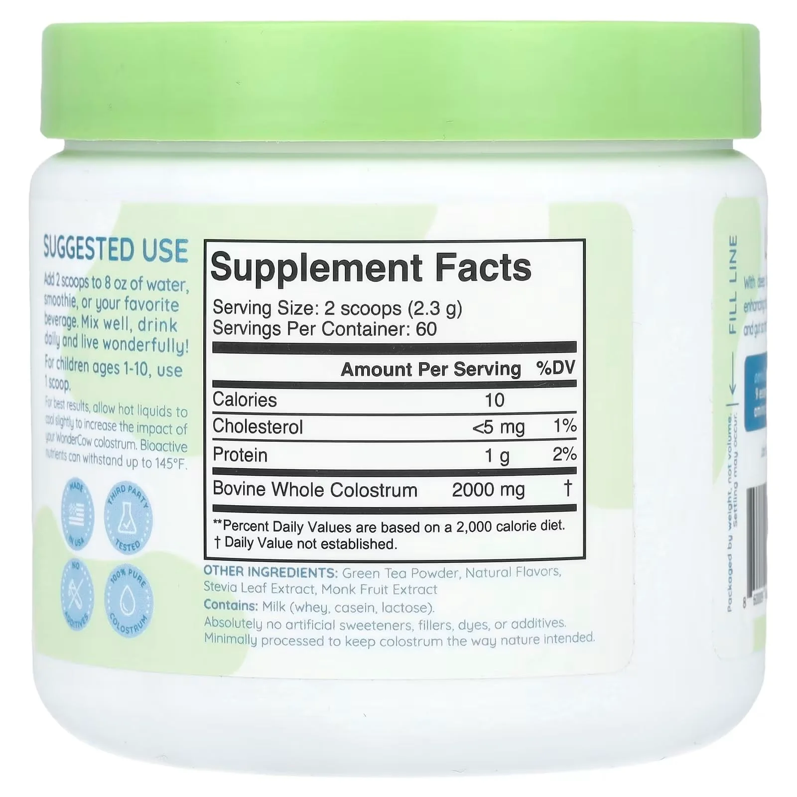WONDERCOW Colostrum Powder for Gut Health, Immune Support & Muscle Recovery | Pure Whole Bovine Colostrum with Matcha, 60 Servings - Image 8
