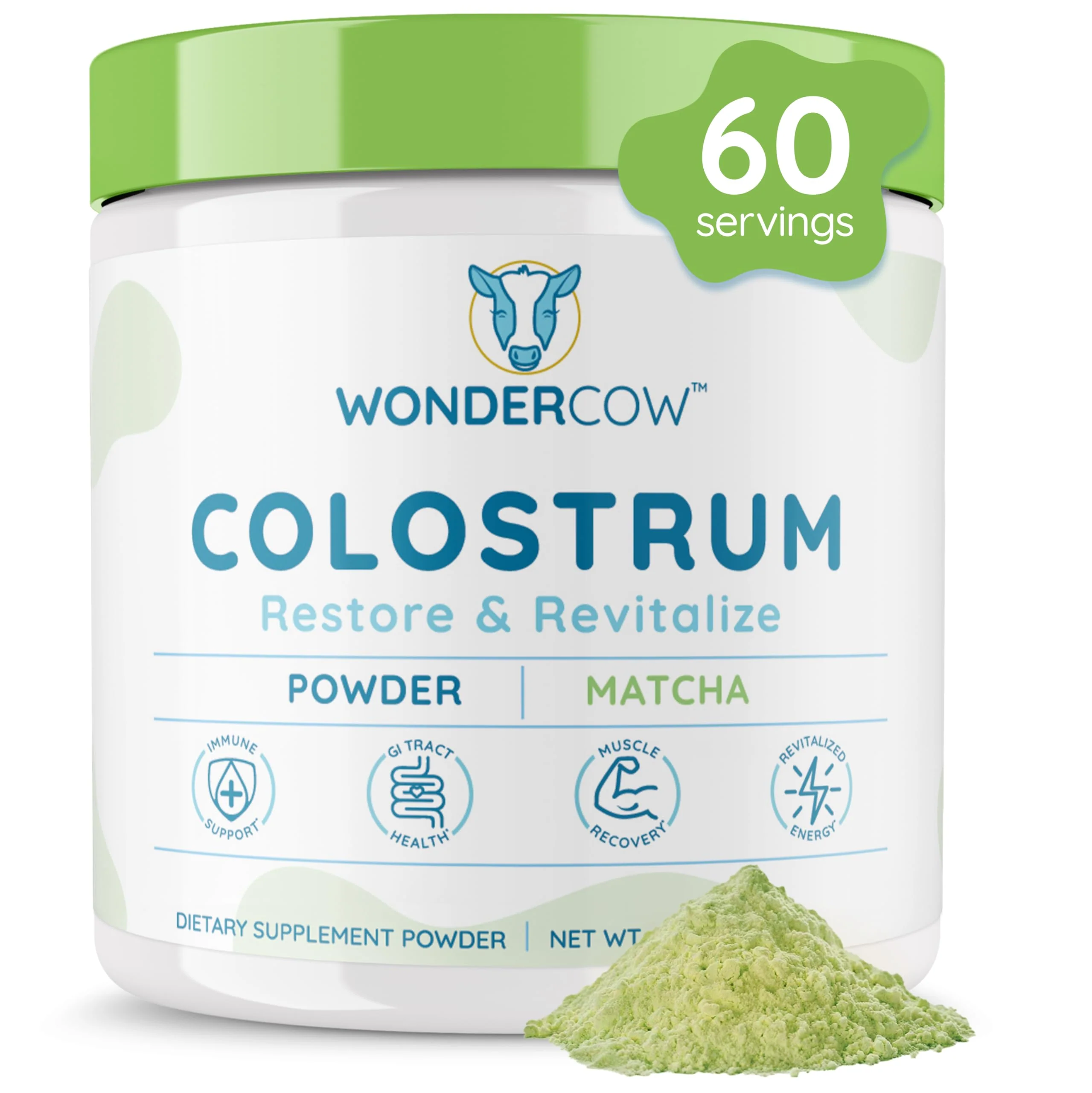 WONDERCOW Colostrum Powder for Gut Health, Immune Support & Muscle Recovery | Pure Whole Bovine Colostrum with Matcha, 60 Servings - Image 9