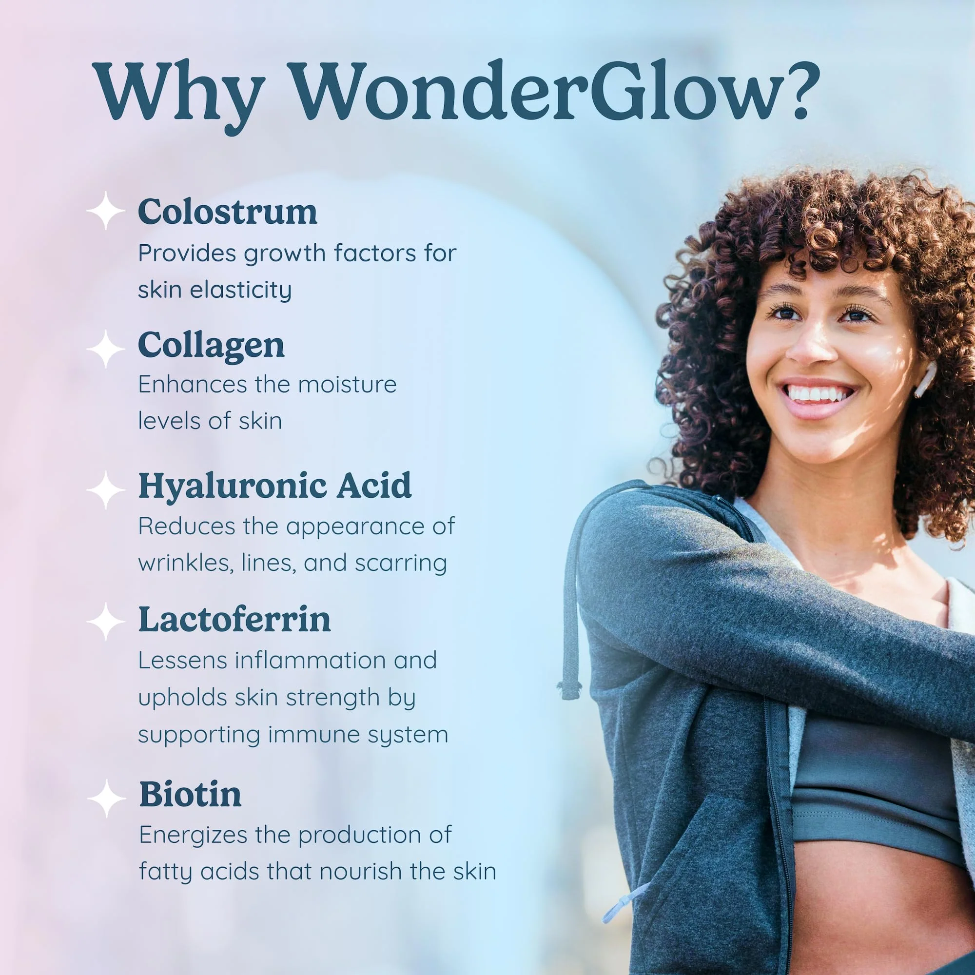 WONDERCOW WonderGlow Hair, Skin & Nails Vitamins | Bovine Colostrum, Collagen & Biotin - Image 3