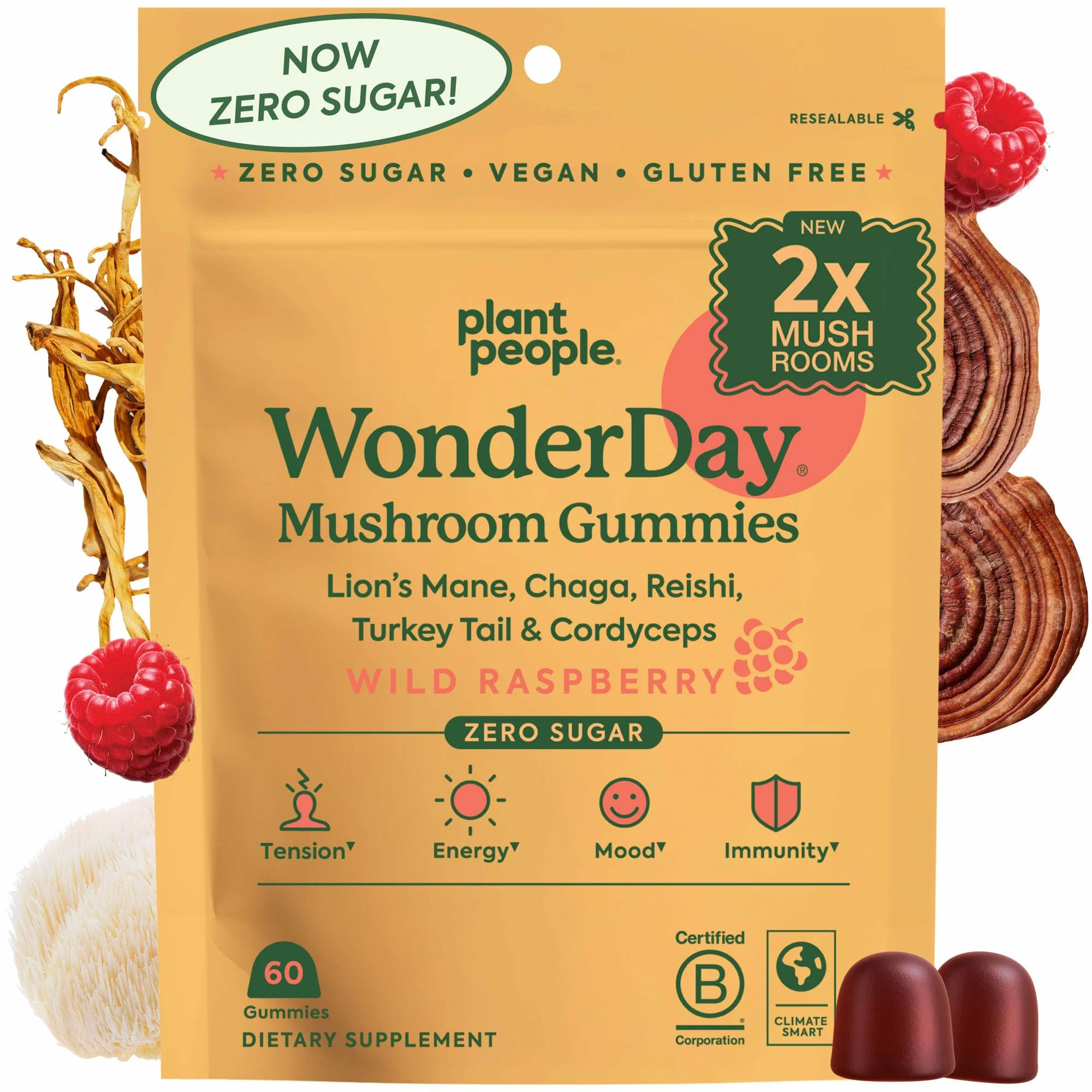 WonderDay Extra Strength Mushroom Gummies | Plant People – Sugar-Free, 60 Count - Image 9