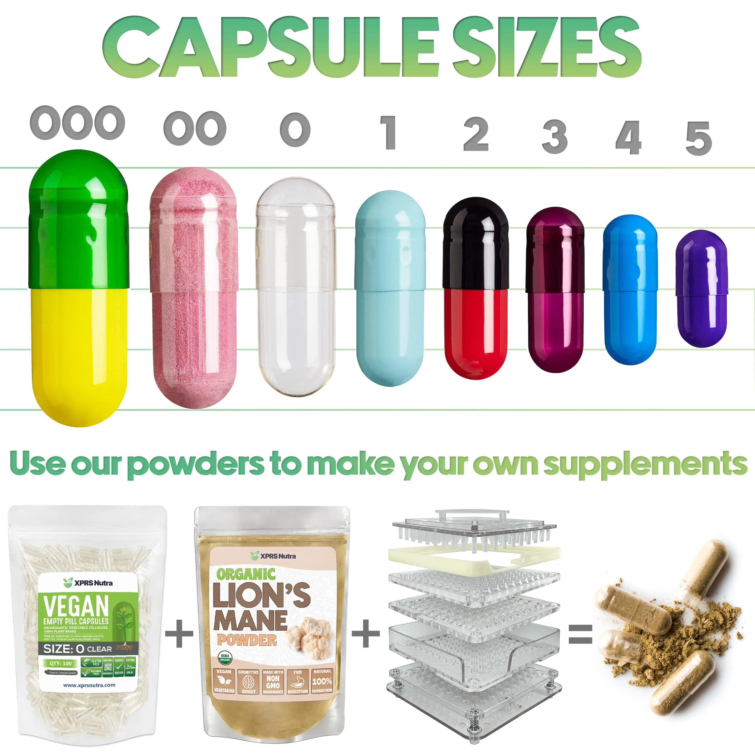 XPRS Nutra Vegan Size 000 Empty Capsules – 1000 Count Clear Veggie Capsules for DIY Filling - Image 5