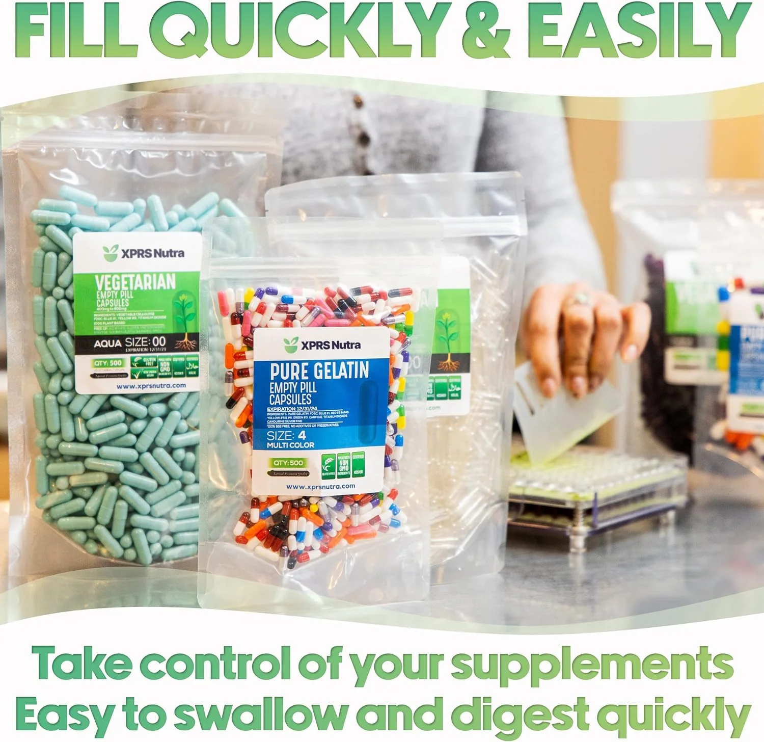 XPRS Nutra Vegan Size 000 Empty Capsules – 1000 Count Clear Veggie Capsules for DIY Filling - Image 9