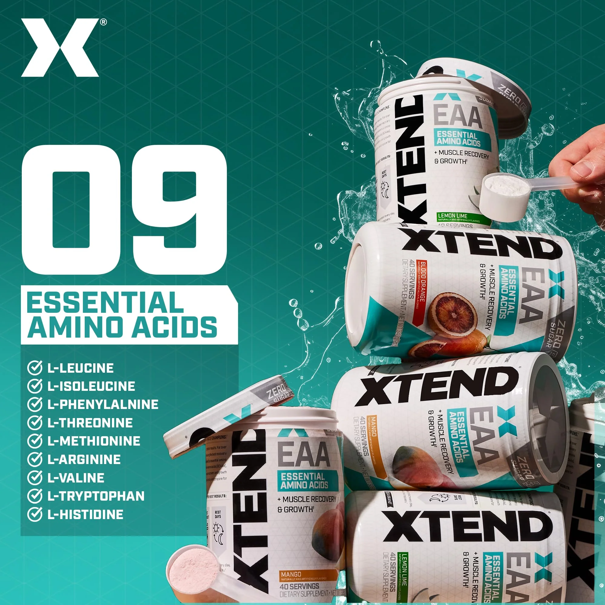 Xtend Scivation EAA + BCAA Powder - 9 Essential Amino Acids, 10g EAAs per 2 Servings, Mango, 40 Servings - Image 3