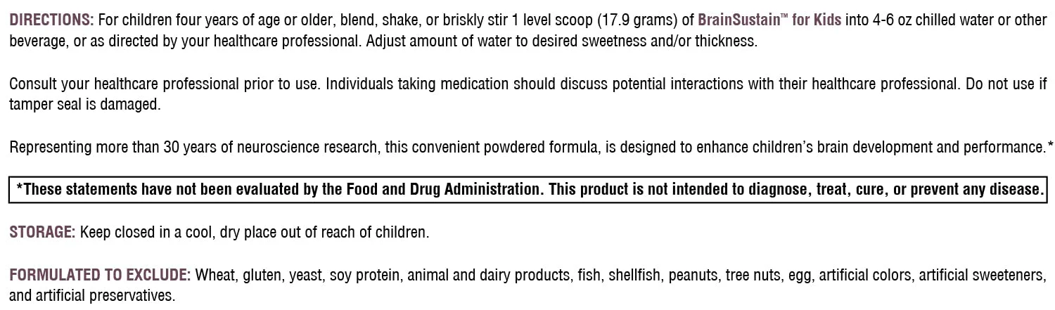 XYMOGEN BrainSustain for Kids – Focus Support with NAC, ALA & DHA | Non-GMO, Gluten & Dairy-Free (9.47 oz) - Image 15
