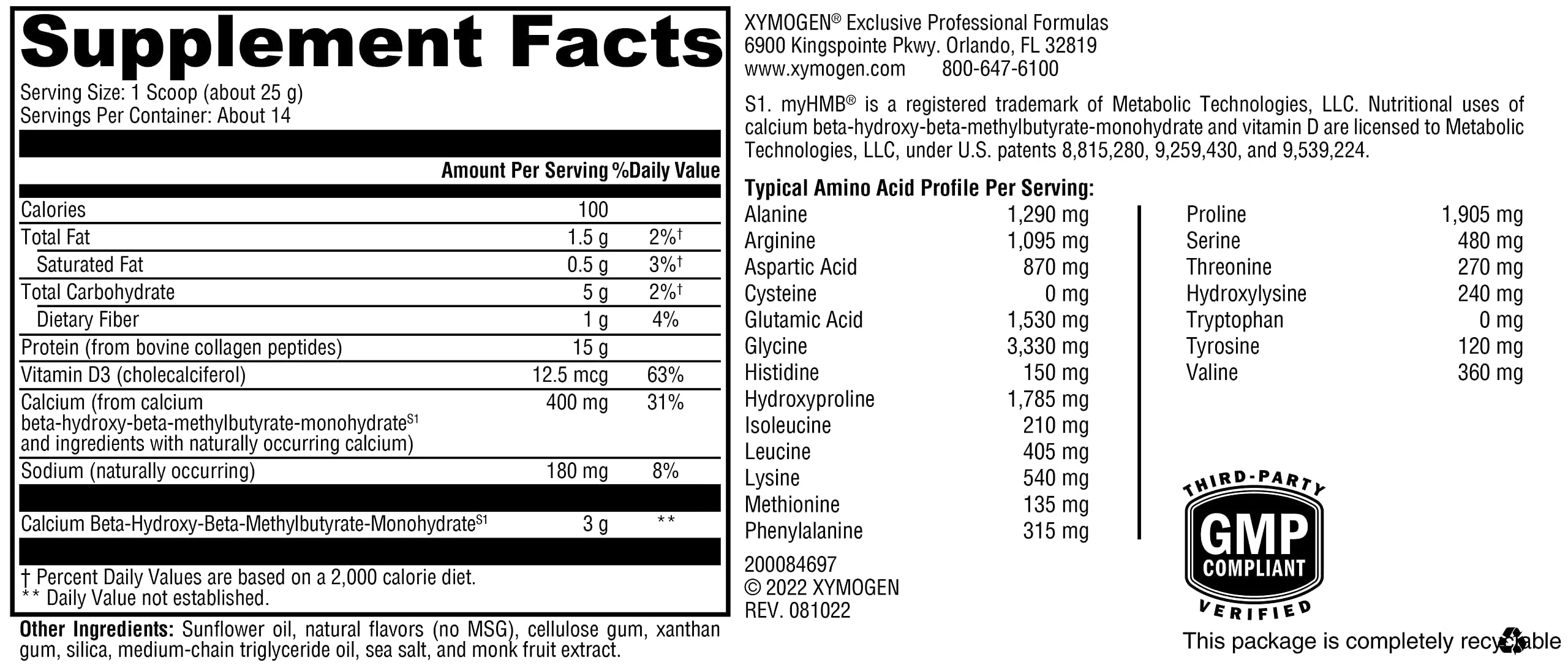 XYMOGEN FIT Food Collagen – Bovine Collagen Peptides with HMB + Vitamin D3, Vanilla, 15g Protein, 12.35 oz - Image 8