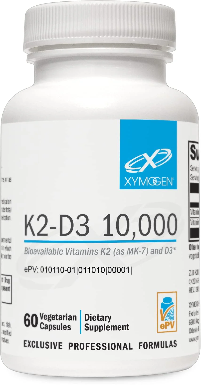 XYMOGEN K2-D3 10000 IU – Bioavailable Vitamin D3 K2 (MK-7) for Bone, Heart & Immune Support | 60 Capsules