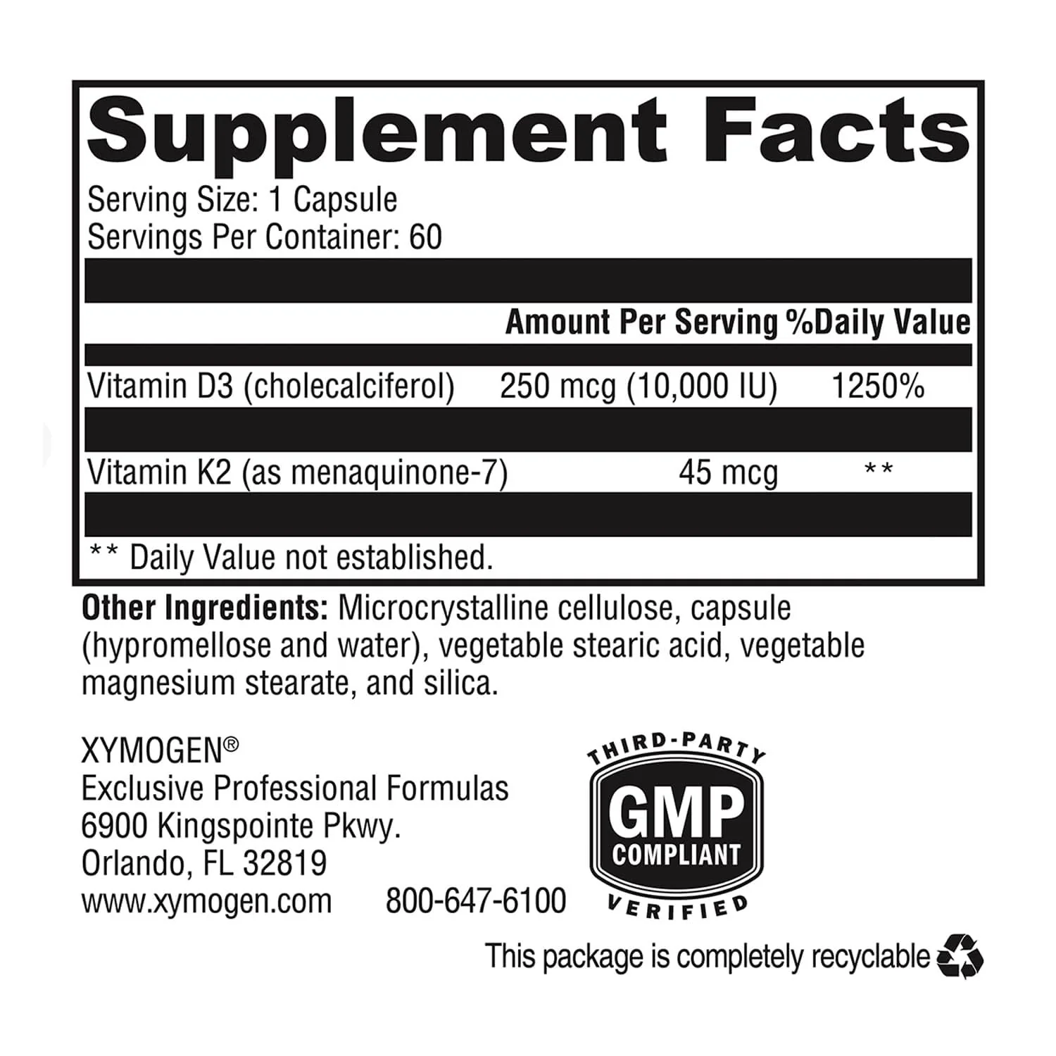 XYMOGEN K2-D3 10000 IU – Bioavailable Vitamin D3 K2 (MK-7) for Bone, Heart & Immune Support | 60 Capsules - Image 10