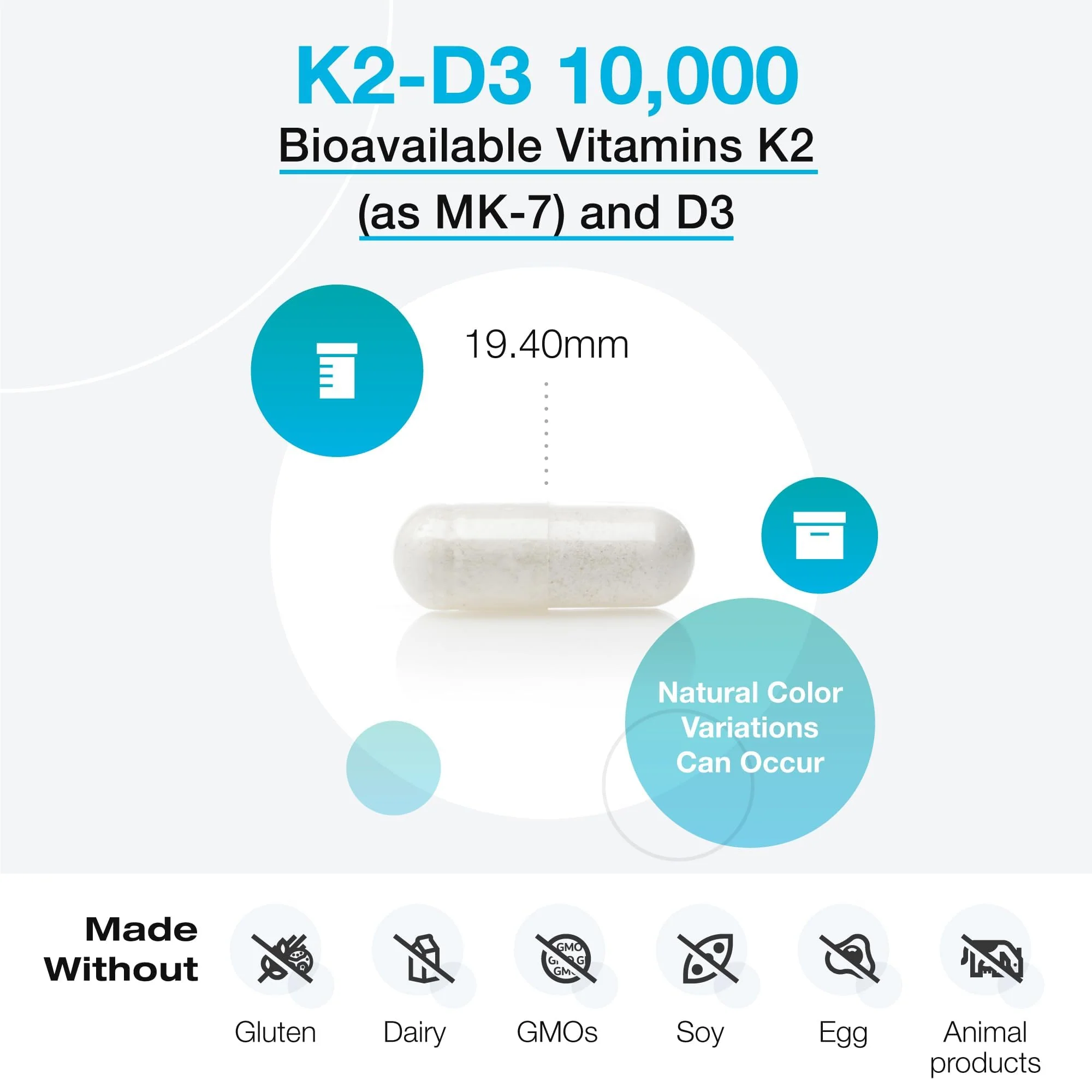 XYMOGEN K2-D3 10000 IU – Bioavailable Vitamin D3 K2 (MK-7) for Bone, Heart & Immune Support | 60 Capsules - Image 4