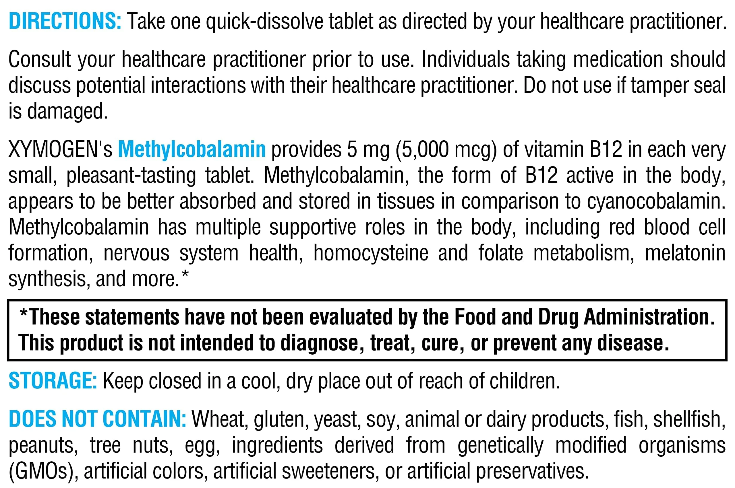 XYMOGEN Methylcobalamin 5,000 mcg – Vitamin B12 Supplement for Methylation, Neurological Health & Immunity (120 Tablets) - Image 7